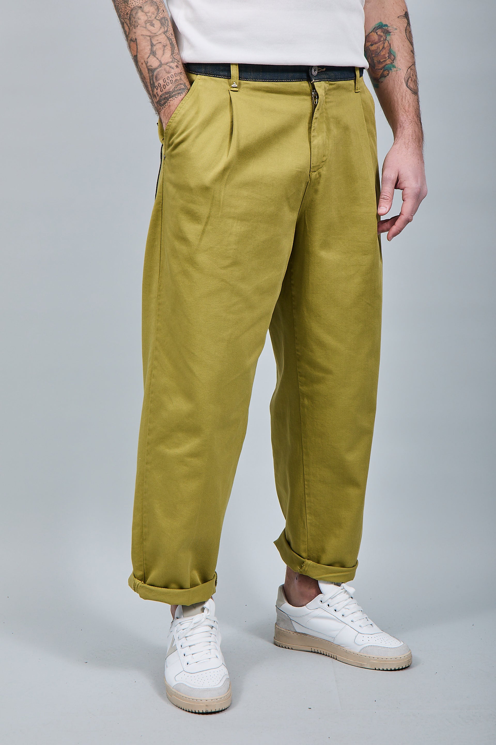 Pantalone cinta denim Berna Verde Chiaro