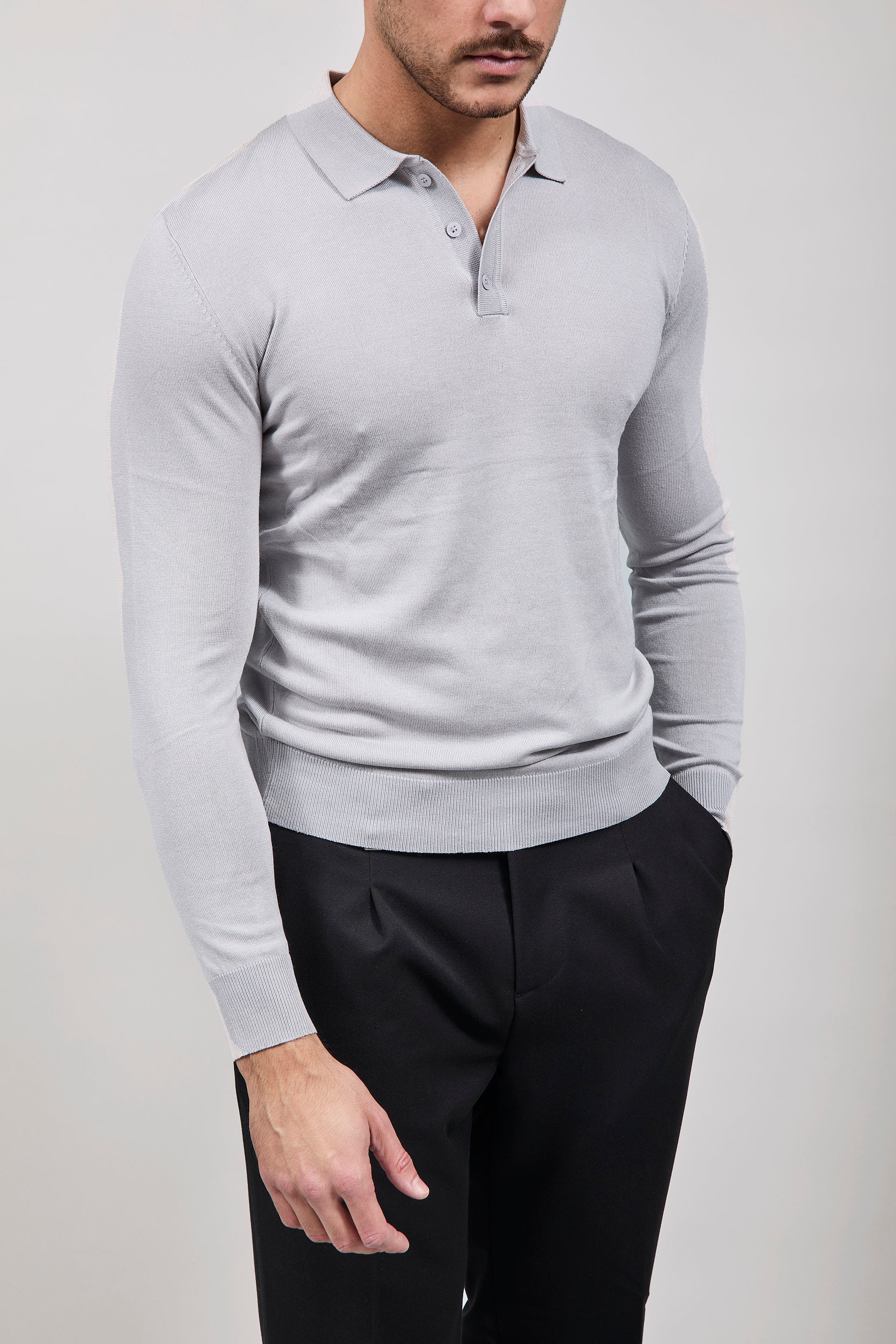 Polo manica lunga Gianni Lupo 33762 Grigio