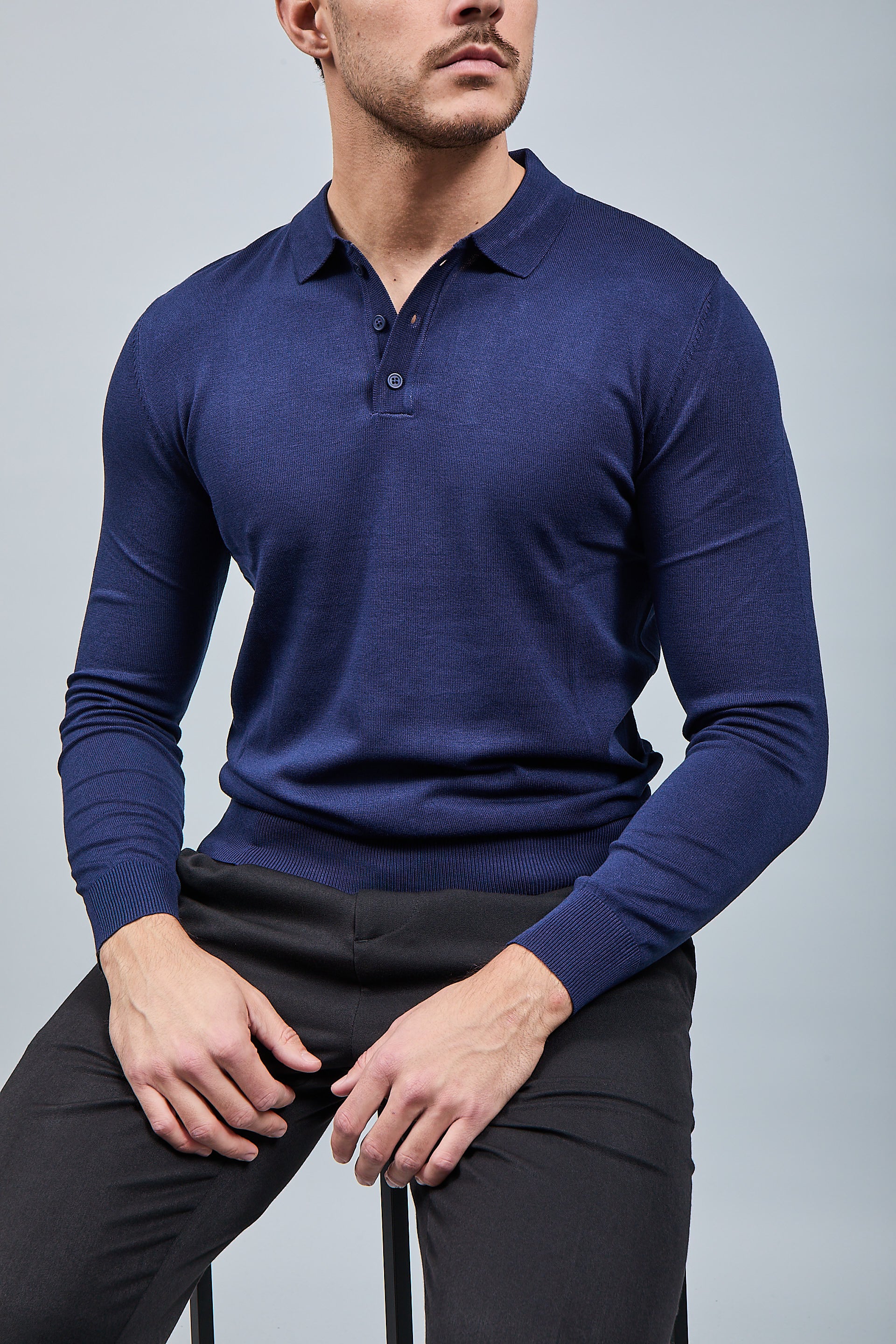 Polo manica lunga Gianni Lupo 33762 Blu