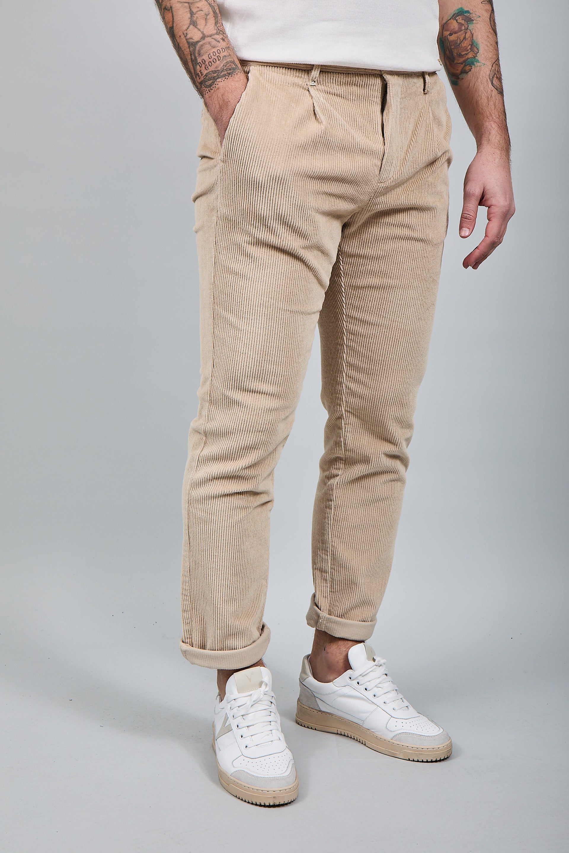 Pantalone Berna Velluto Pinces Sabbia 375