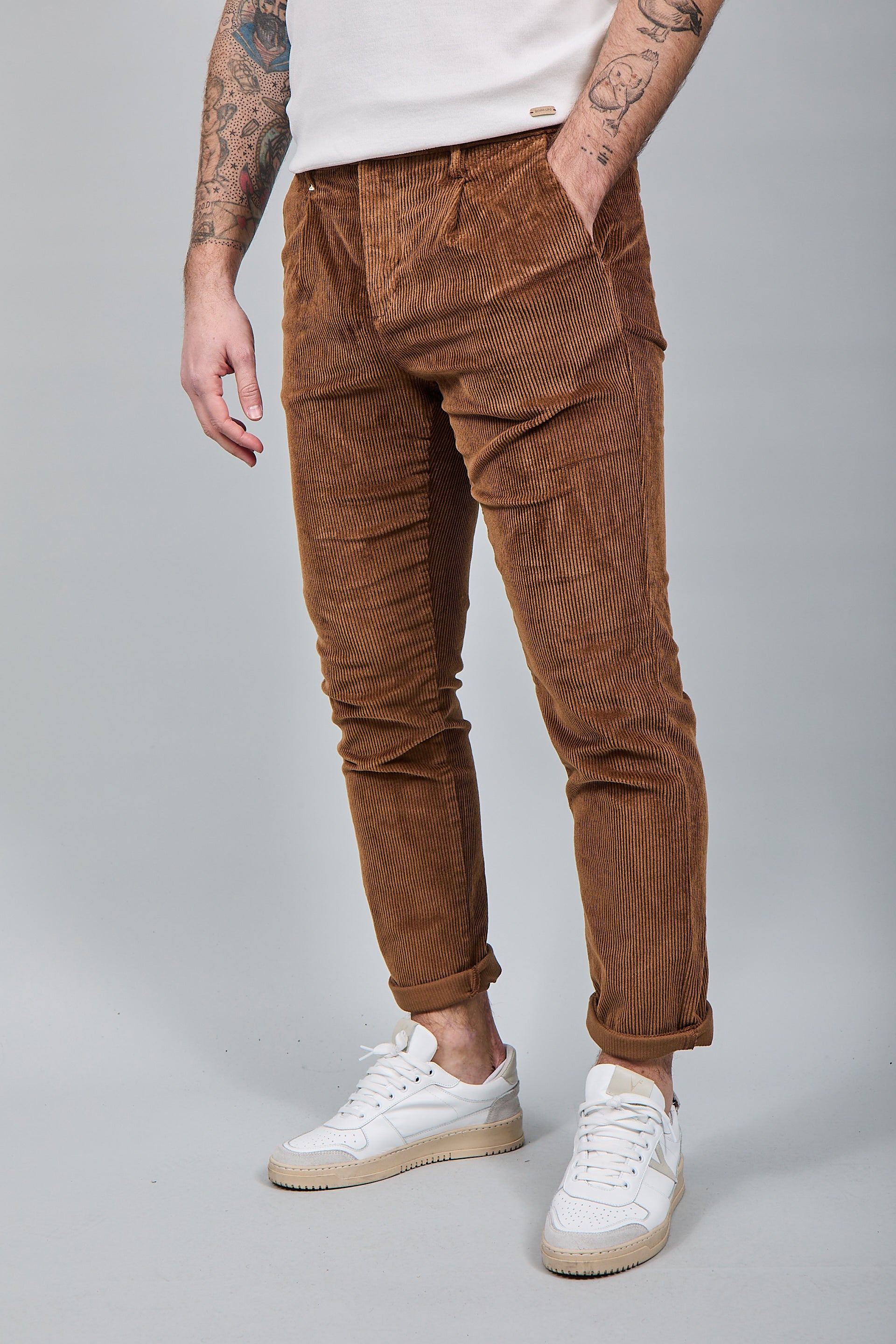 Pantalone Berna Velluto Pinces Cognac 375