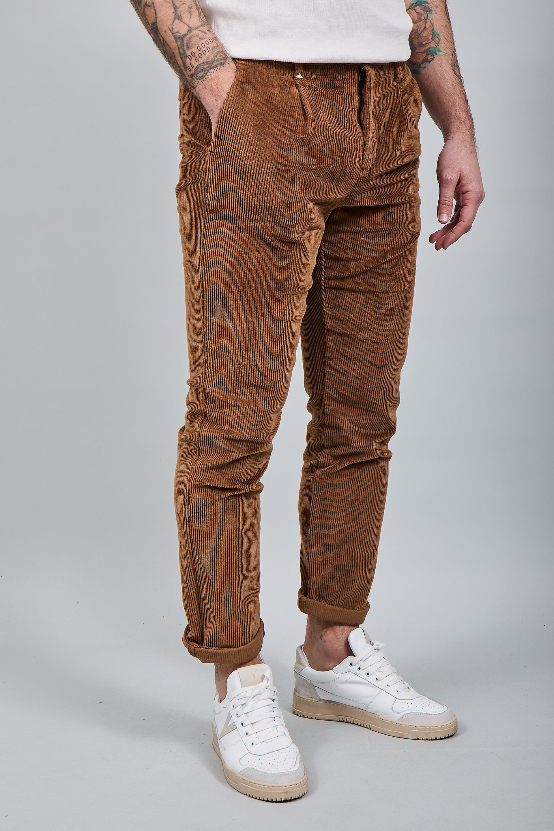 Pantalone Berna Velluto Pinces Cognac 375