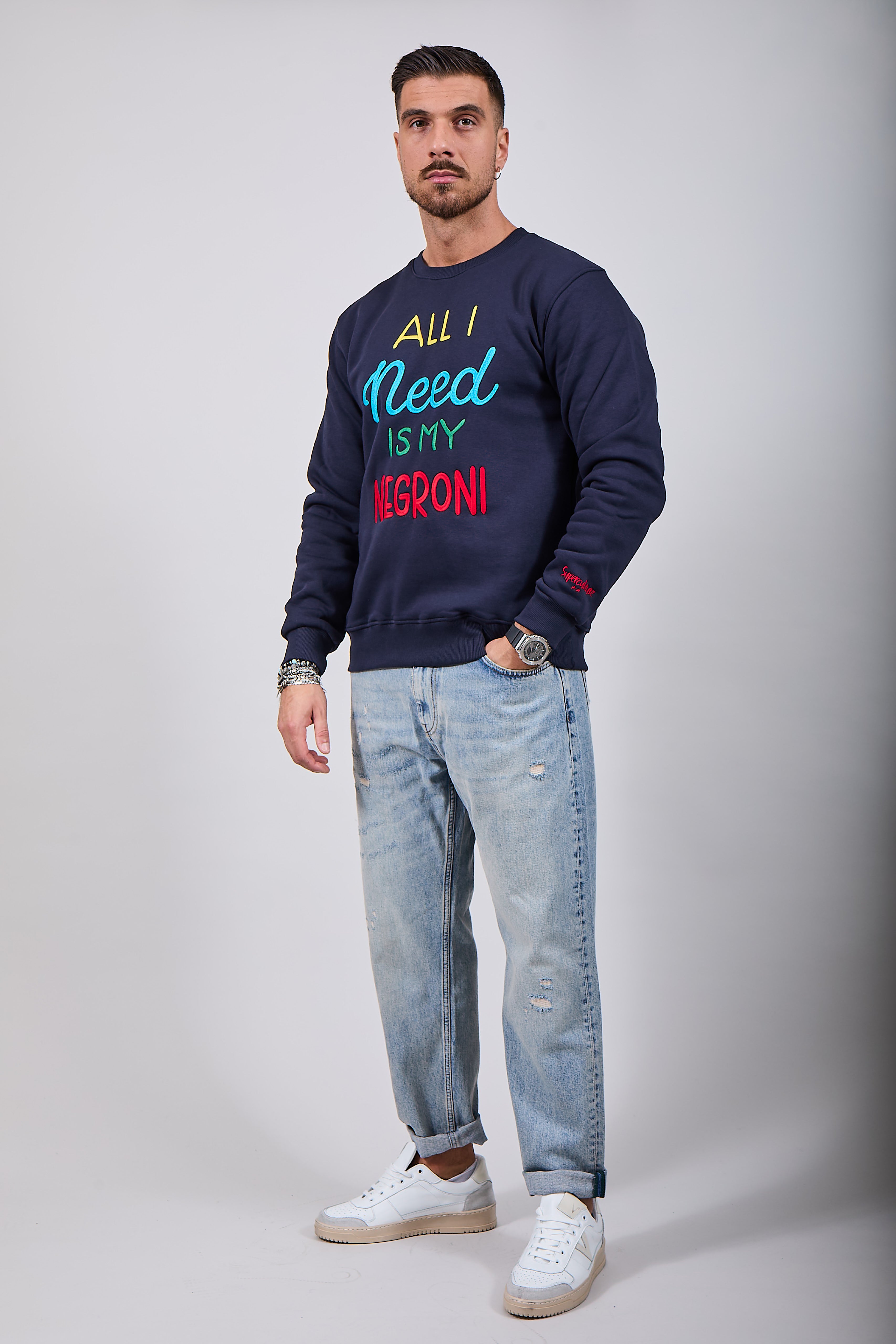 Felpa Superculture Girocollo Blu A1359 (12218699284820)