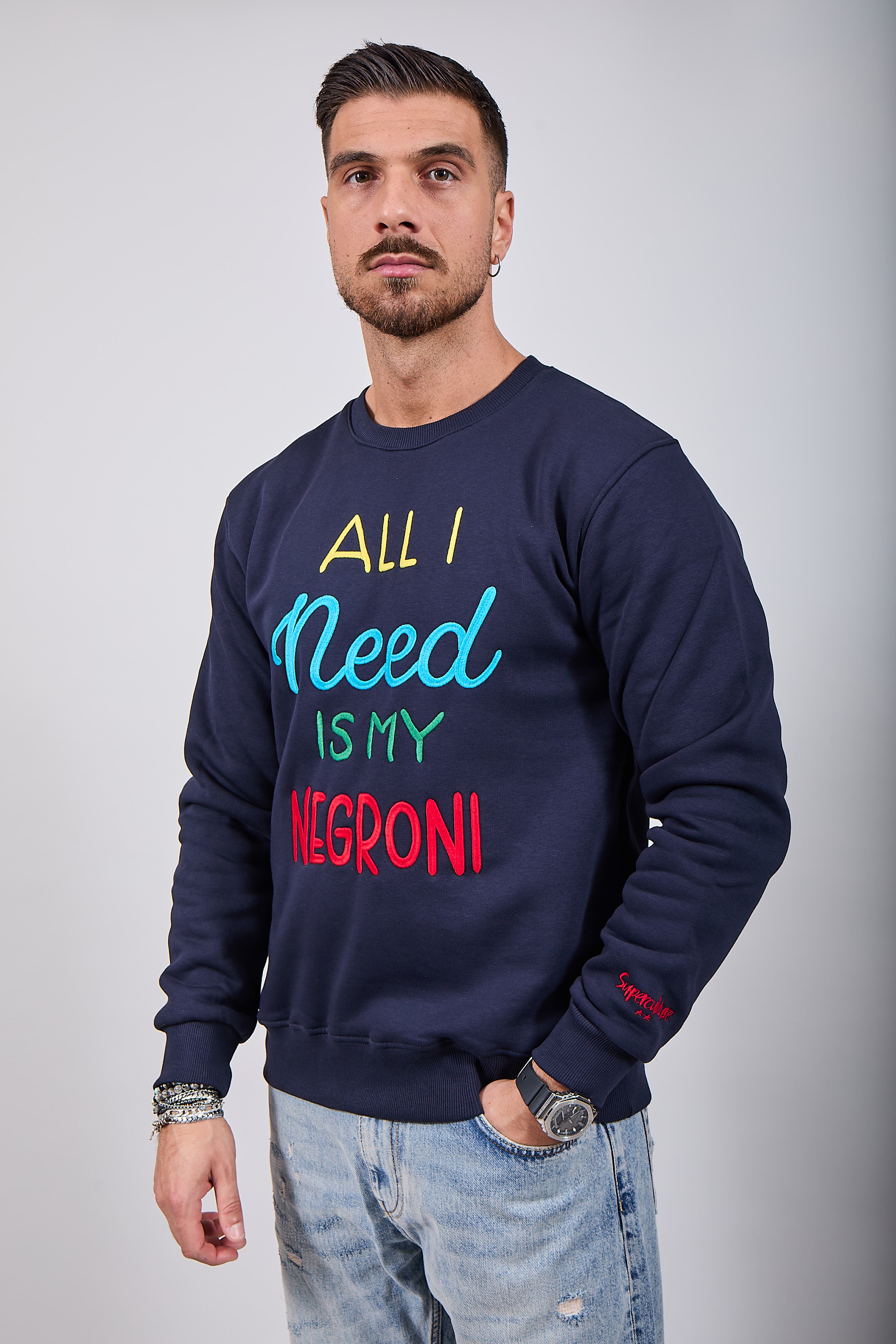 Felpa Superculture Girocollo Blu A1359 (12218699284820)