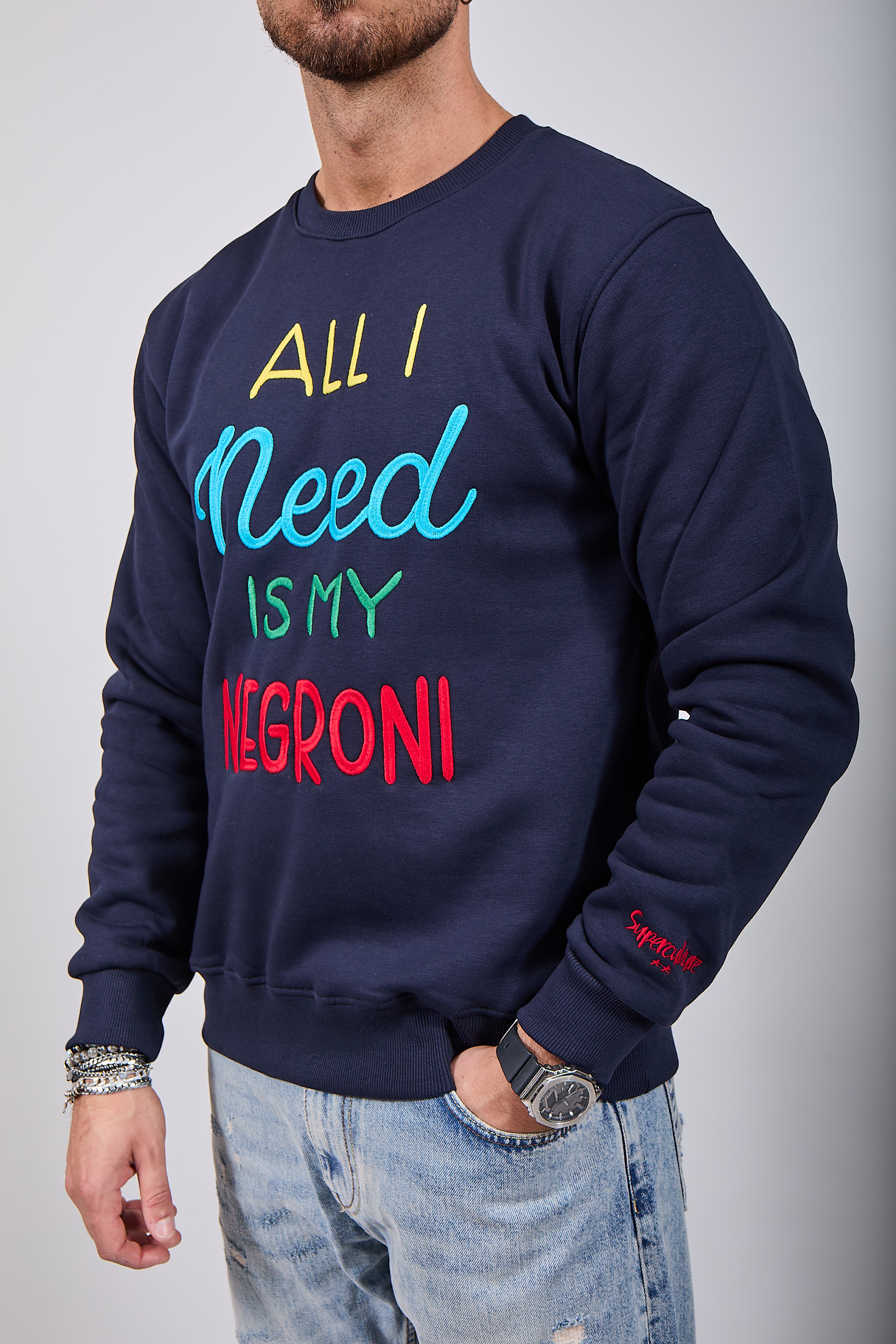Felpa Superculture Girocollo Blu A1359 (12218699284820)