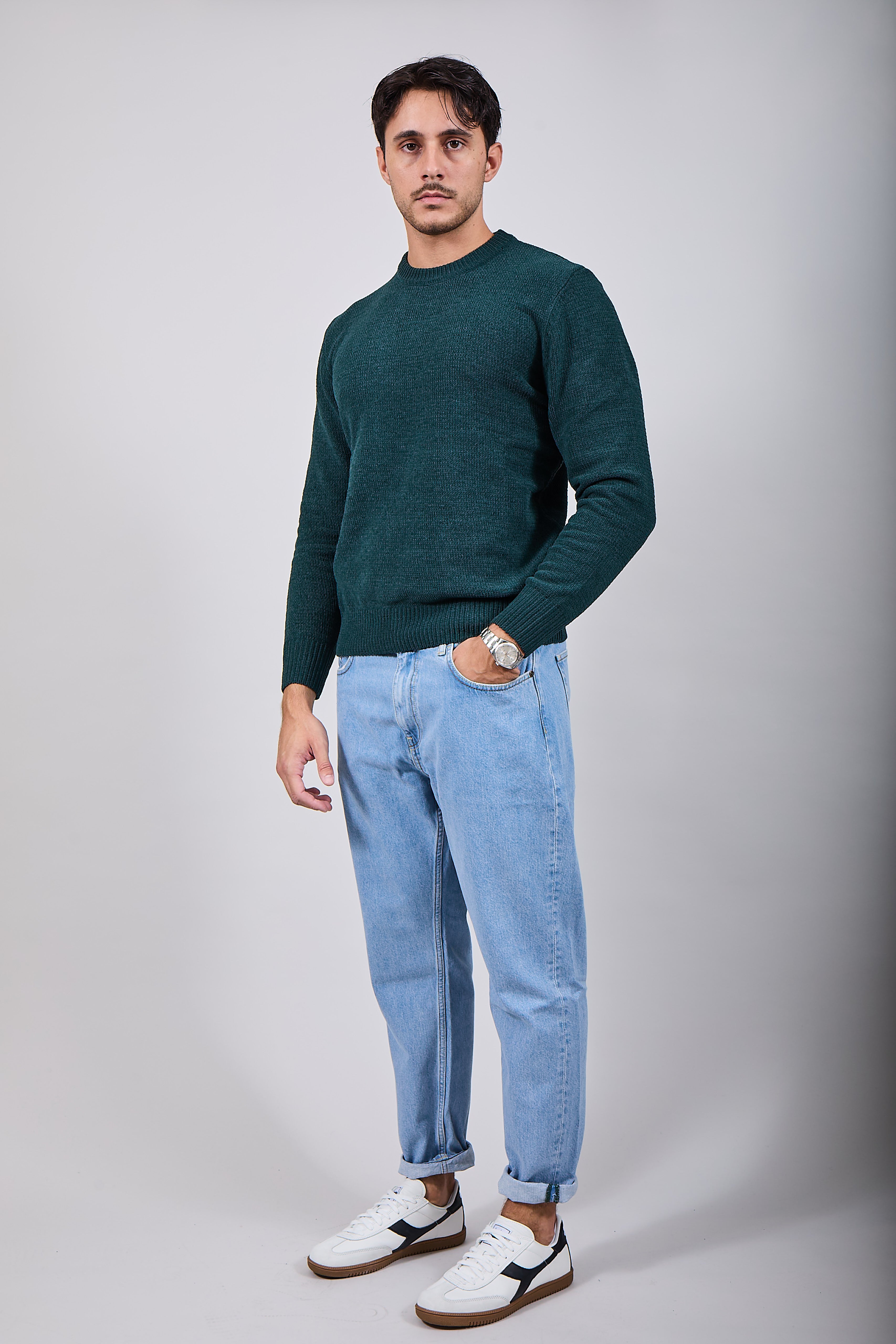 Maglione Gianni Lupo Ciniglia Green British 535 (12245637169492)