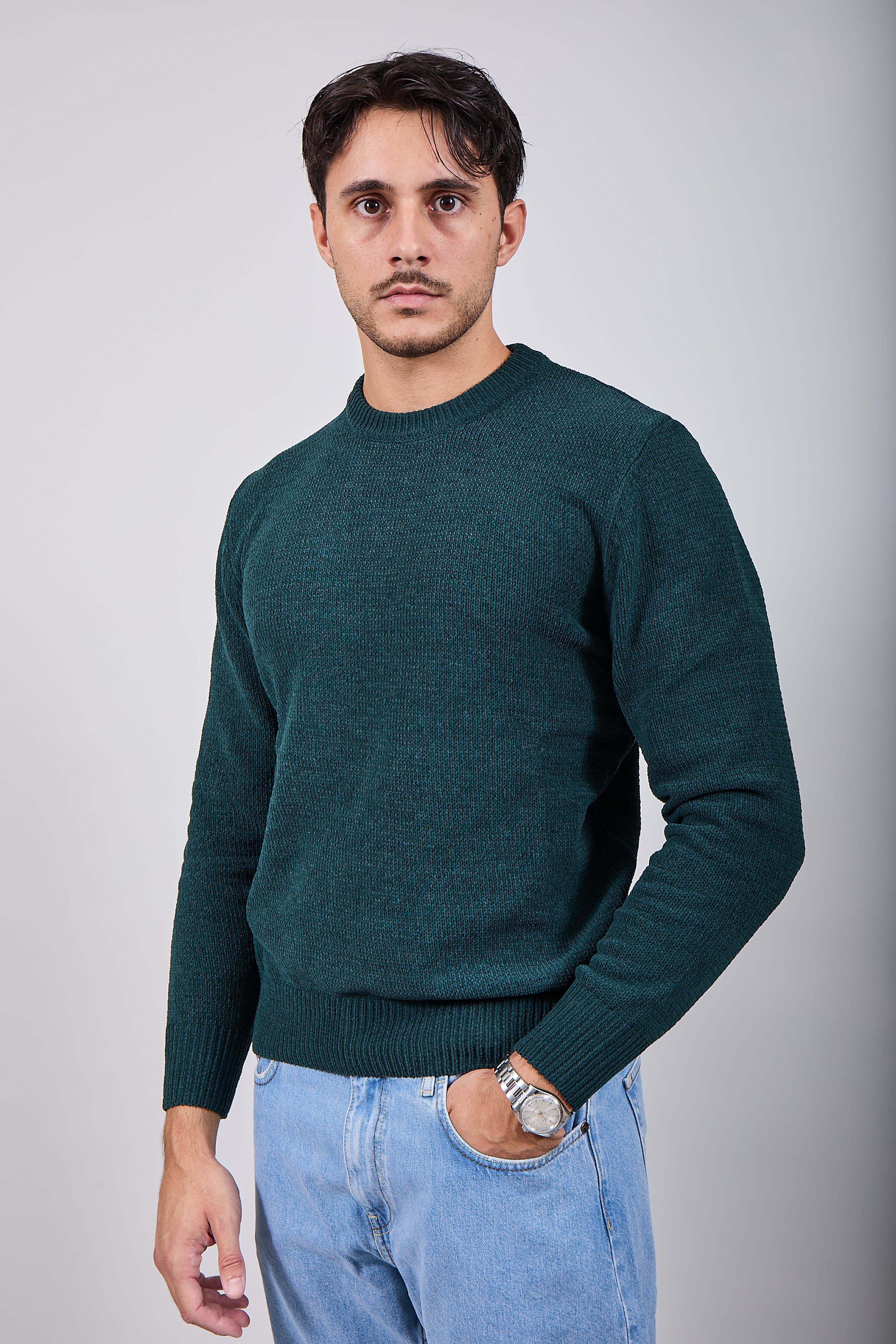 Maglione Gianni Lupo Ciniglia Green British 535 (12245637169492)
