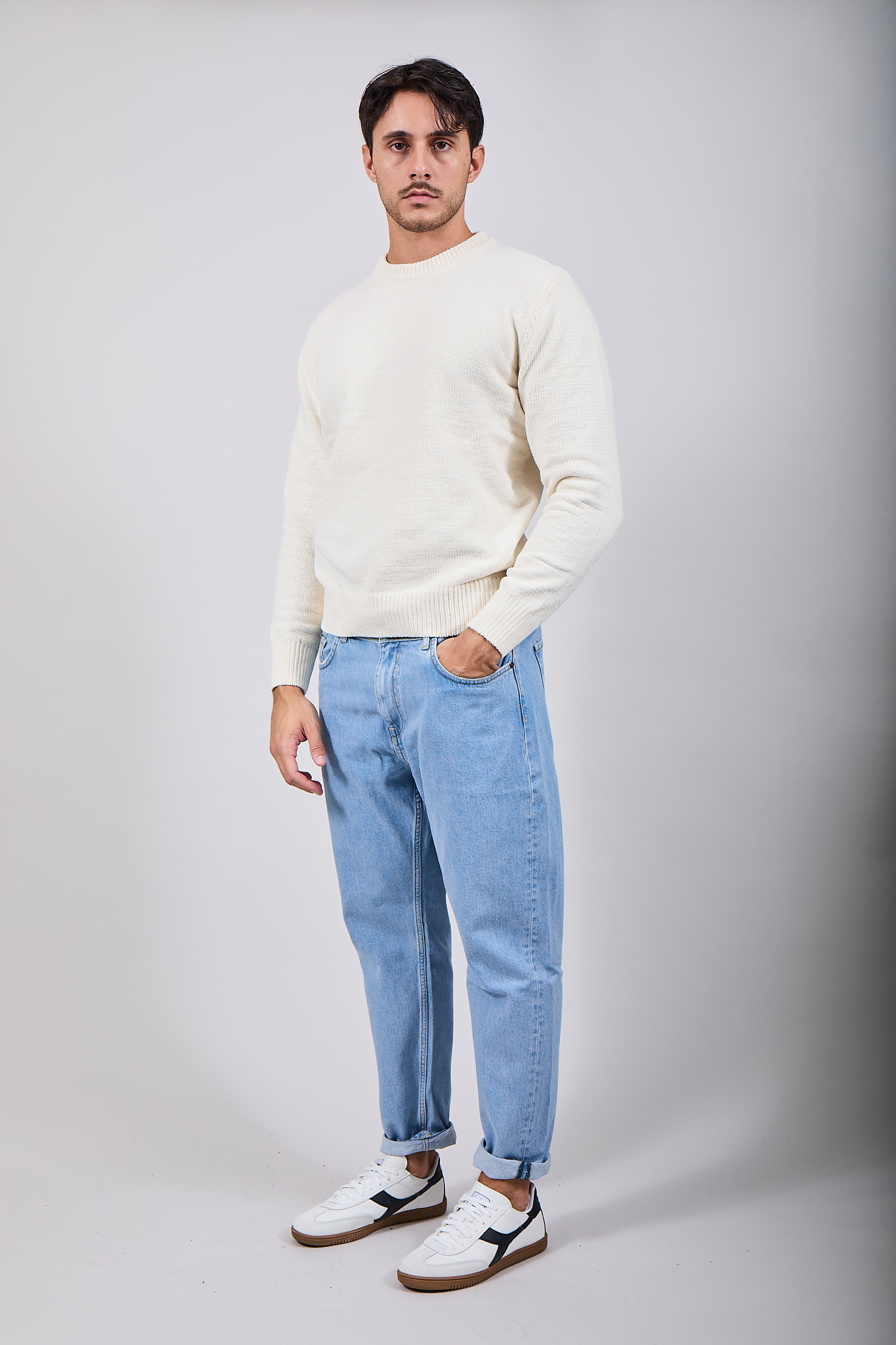 Maglione Gianni Lupo Ciniglia Bianco 535 (12227810984276)