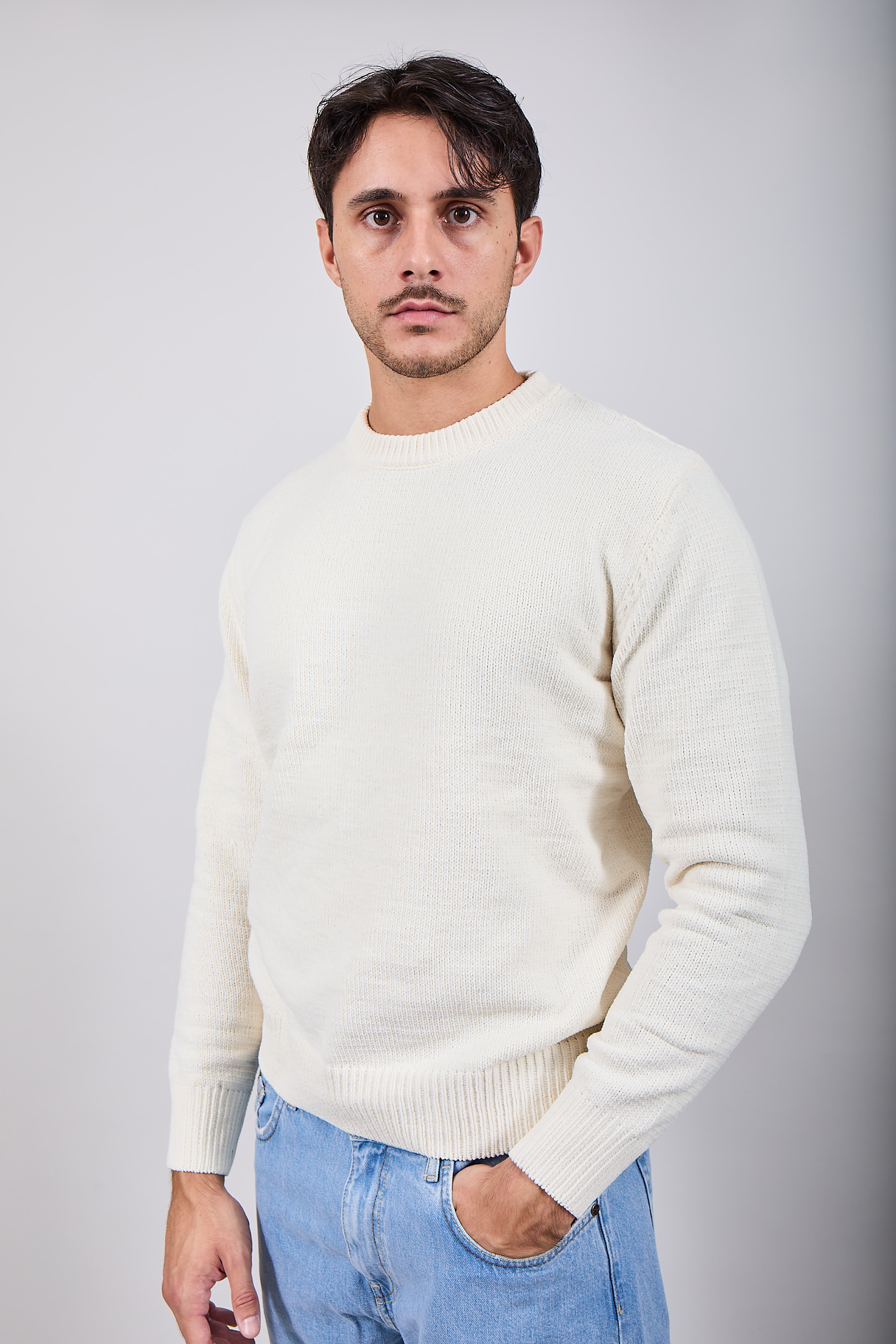 Maglione Gianni Lupo Ciniglia Bianco 535 (12227810984276)