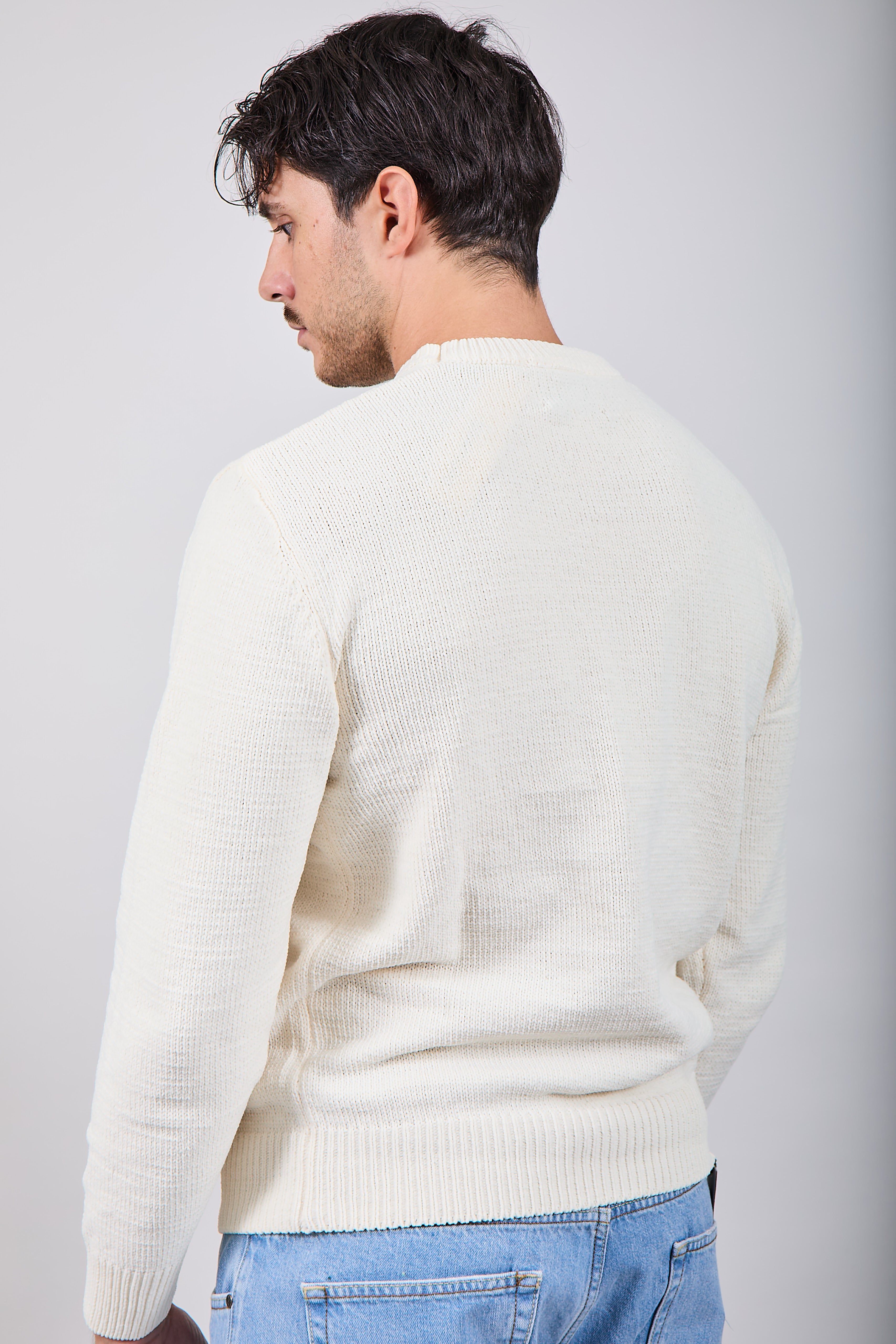 Maglione Gianni Lupo Ciniglia Bianco 535 (12227810984276)