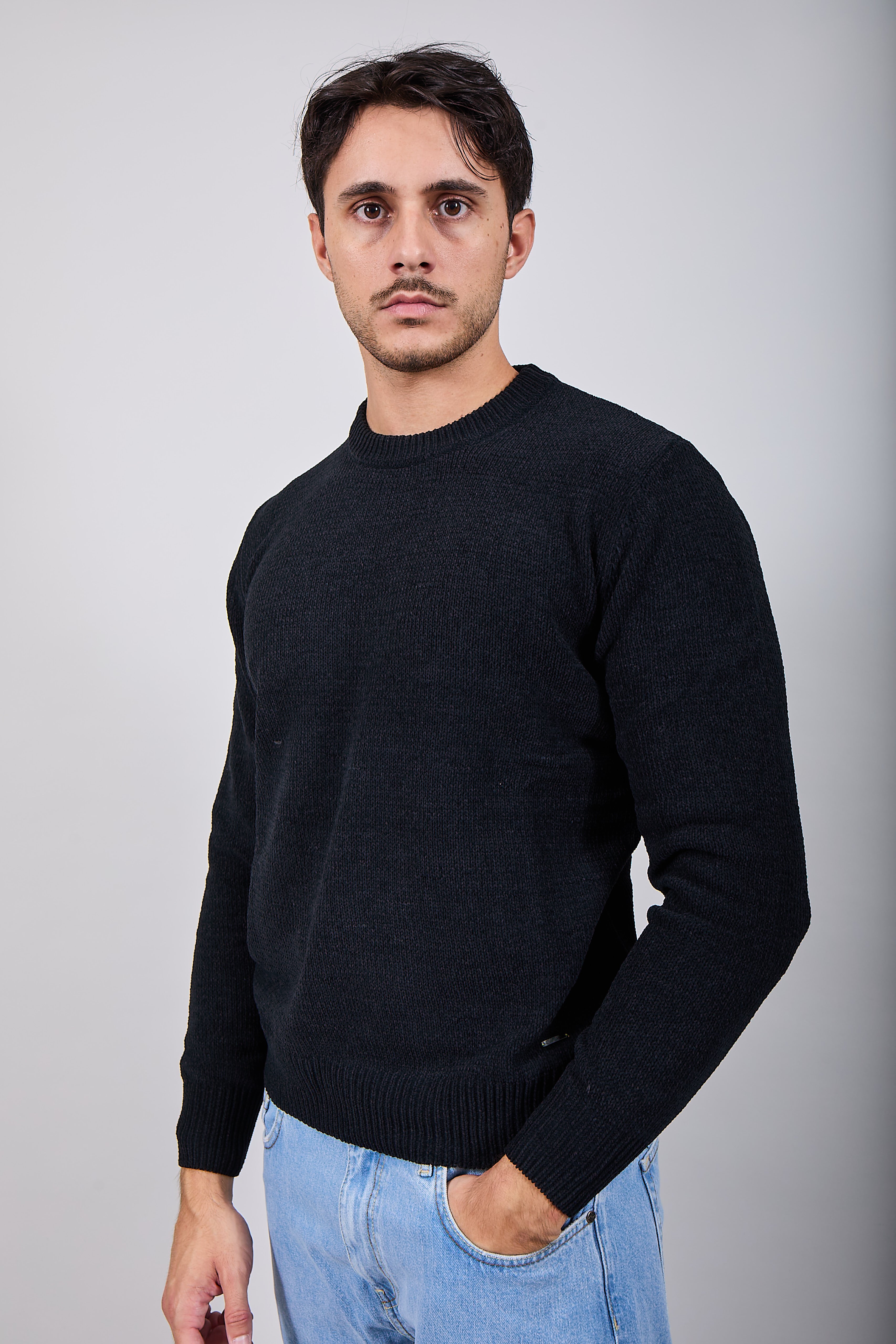 Maglione Gianni Lupo Ciniglia Nero 535 (12227809476948)