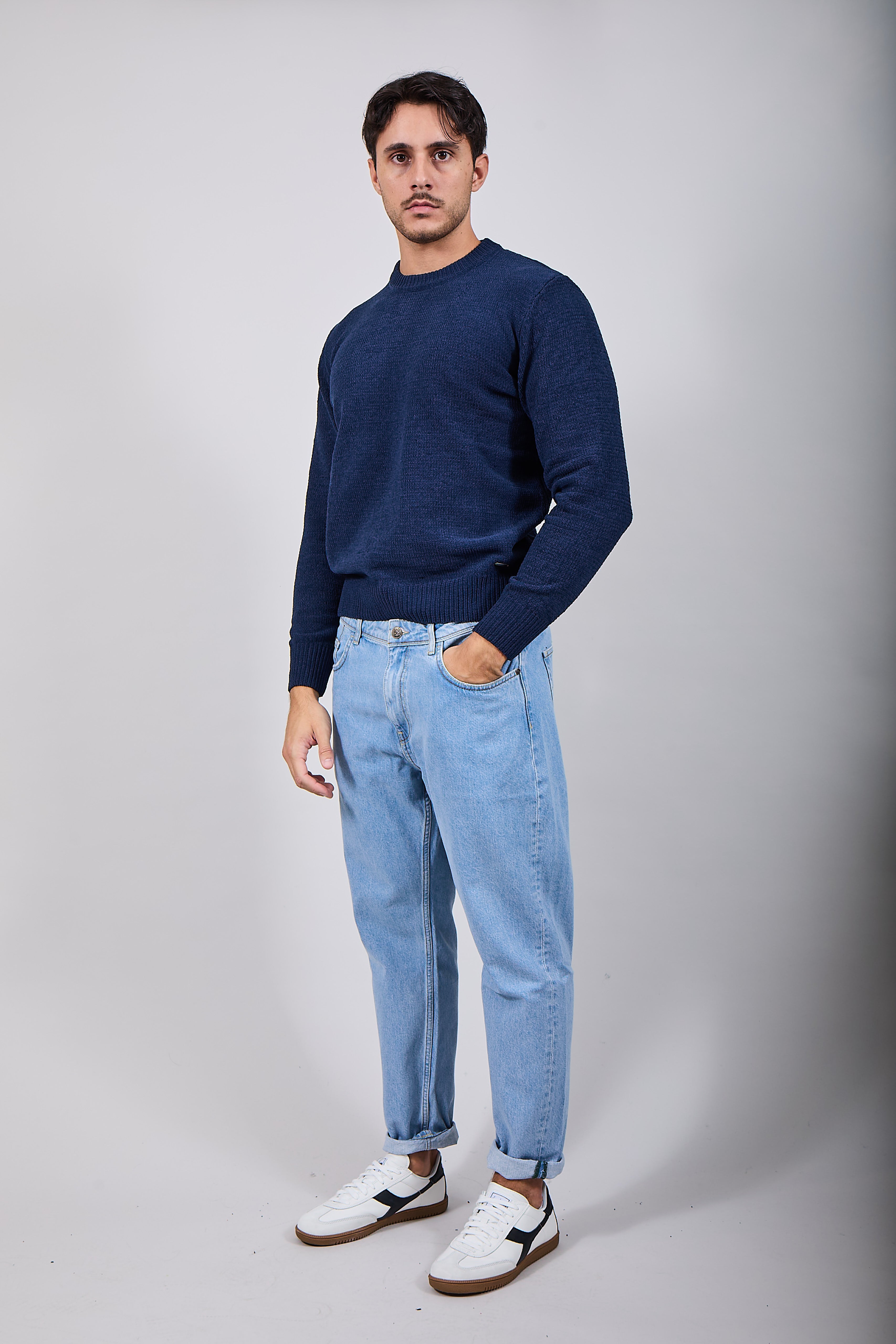 Maglione Gianni Lupo Ciniglia Navy 535 (12227808428372)