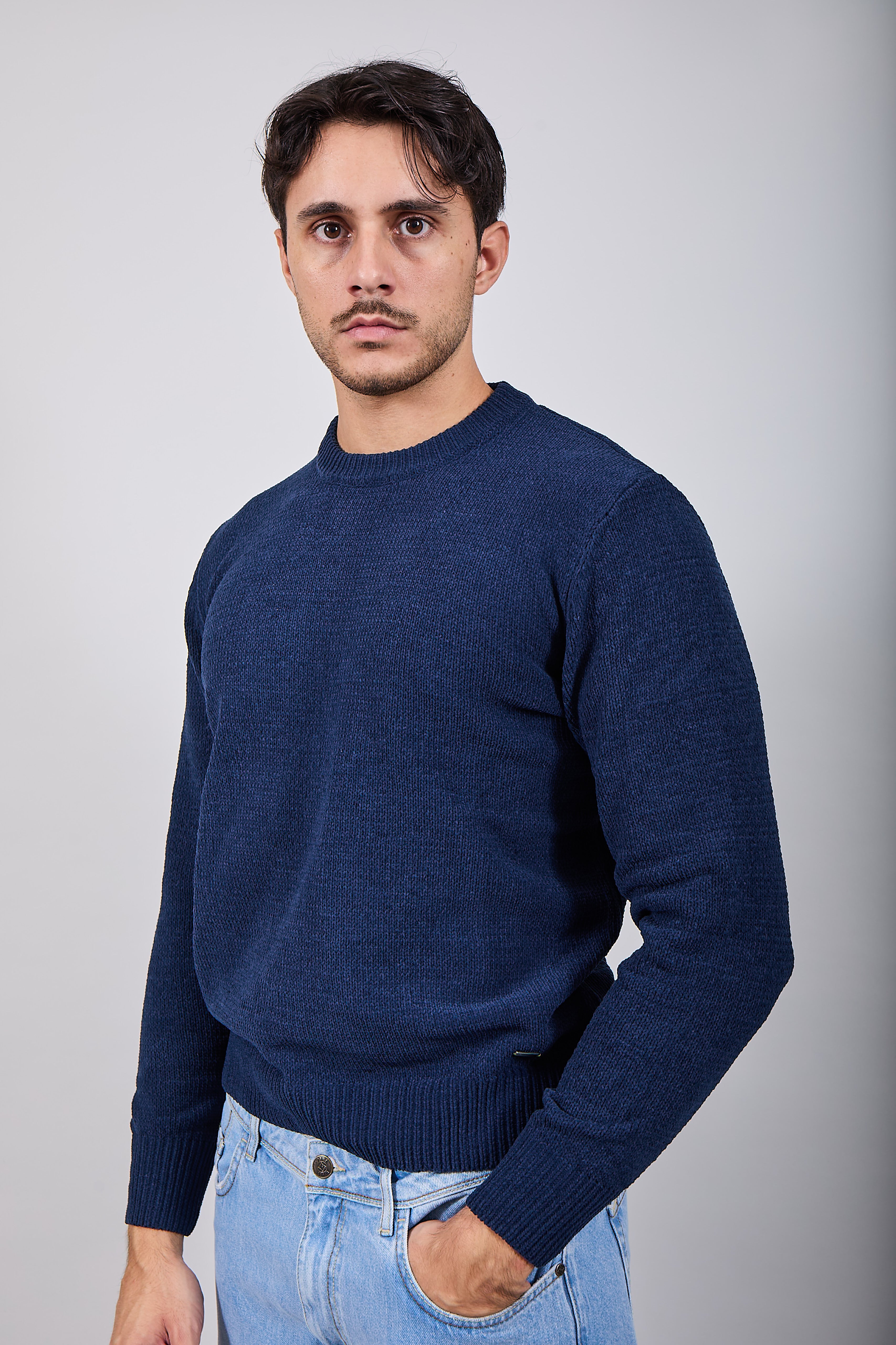 Maglione Gianni Lupo Ciniglia Navy 535 (12227808428372)