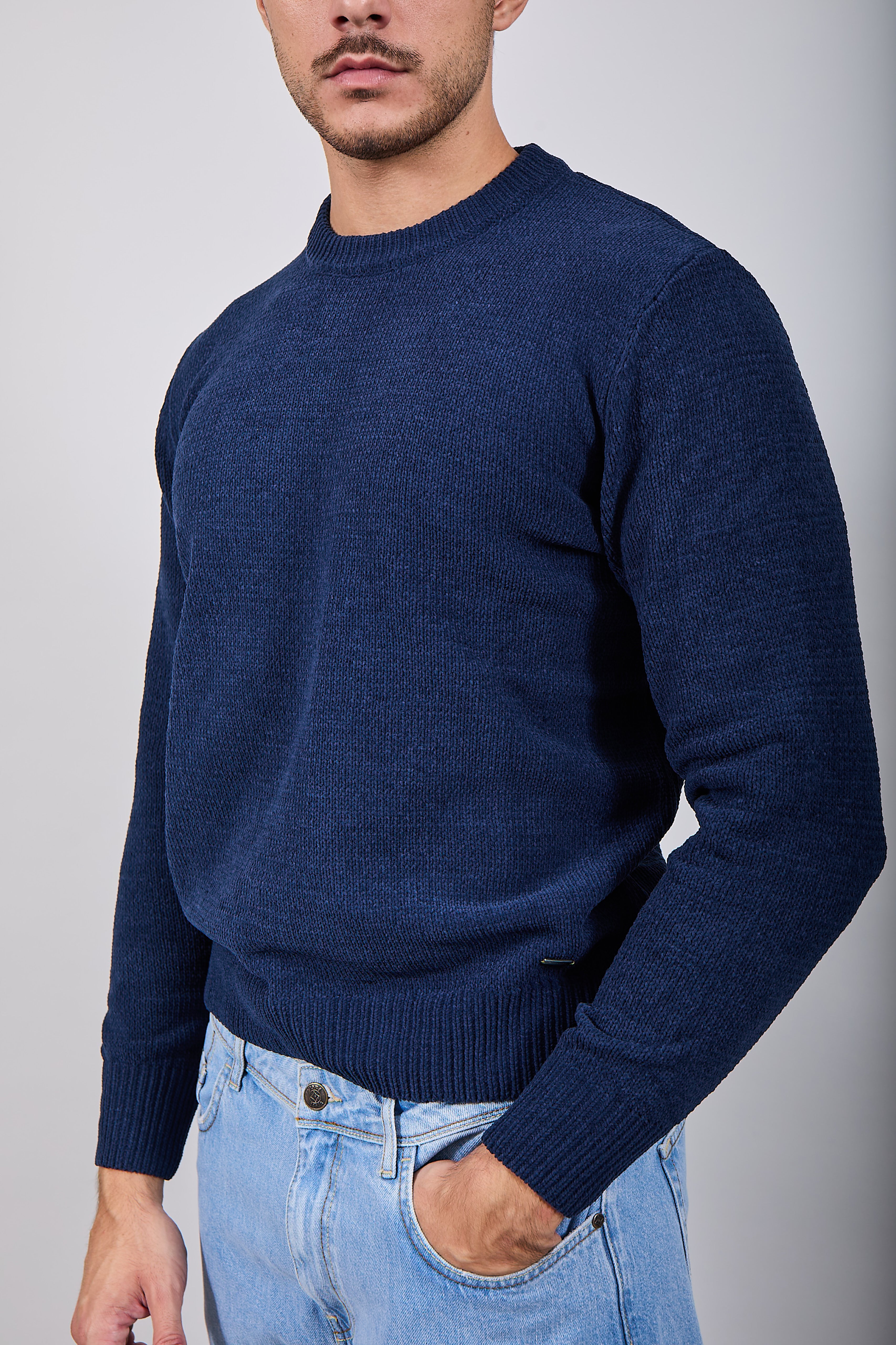 Maglione Gianni Lupo Ciniglia Navy 535 (12227808428372)