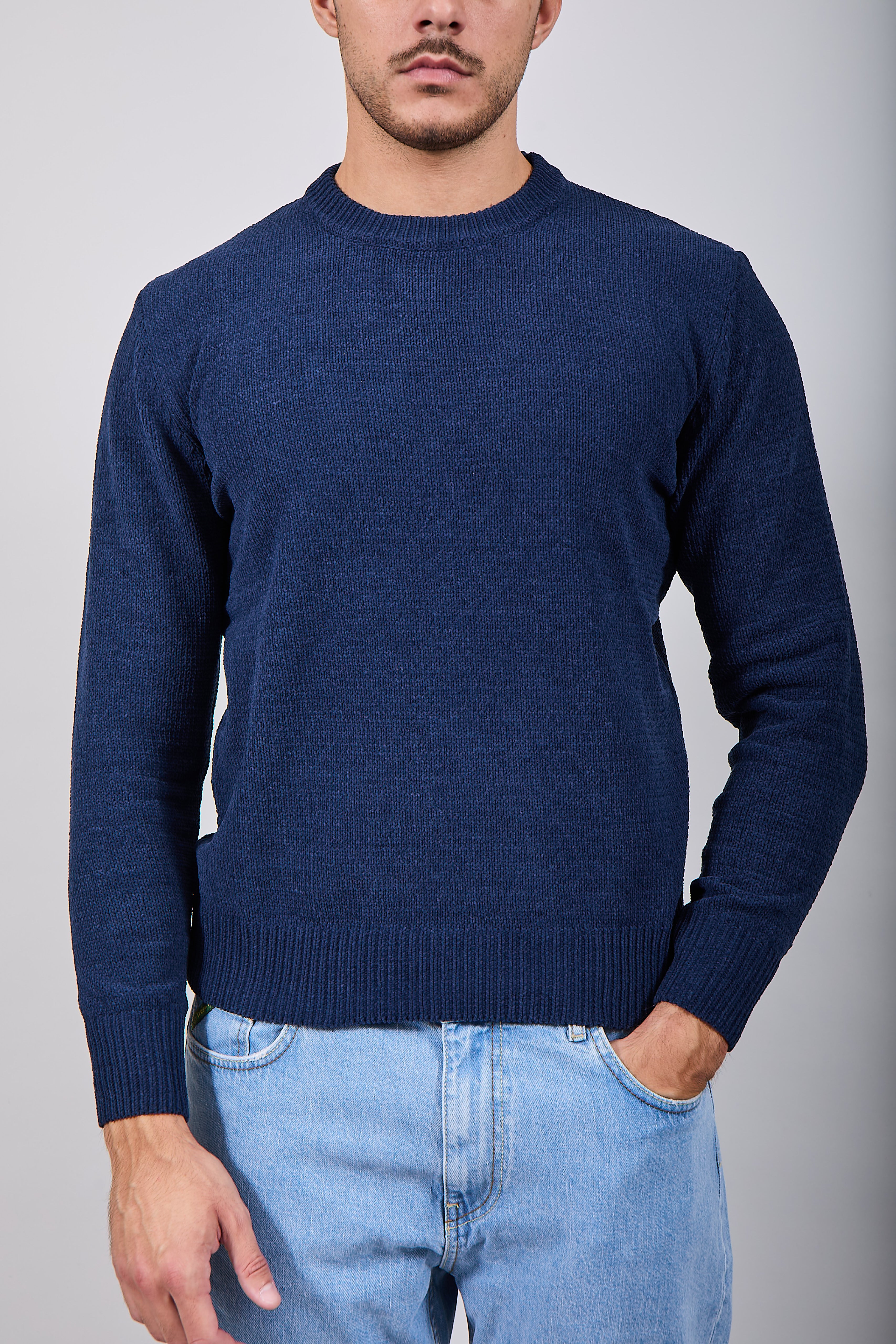 Maglione Gianni Lupo Ciniglia Navy 535 (12227808428372)