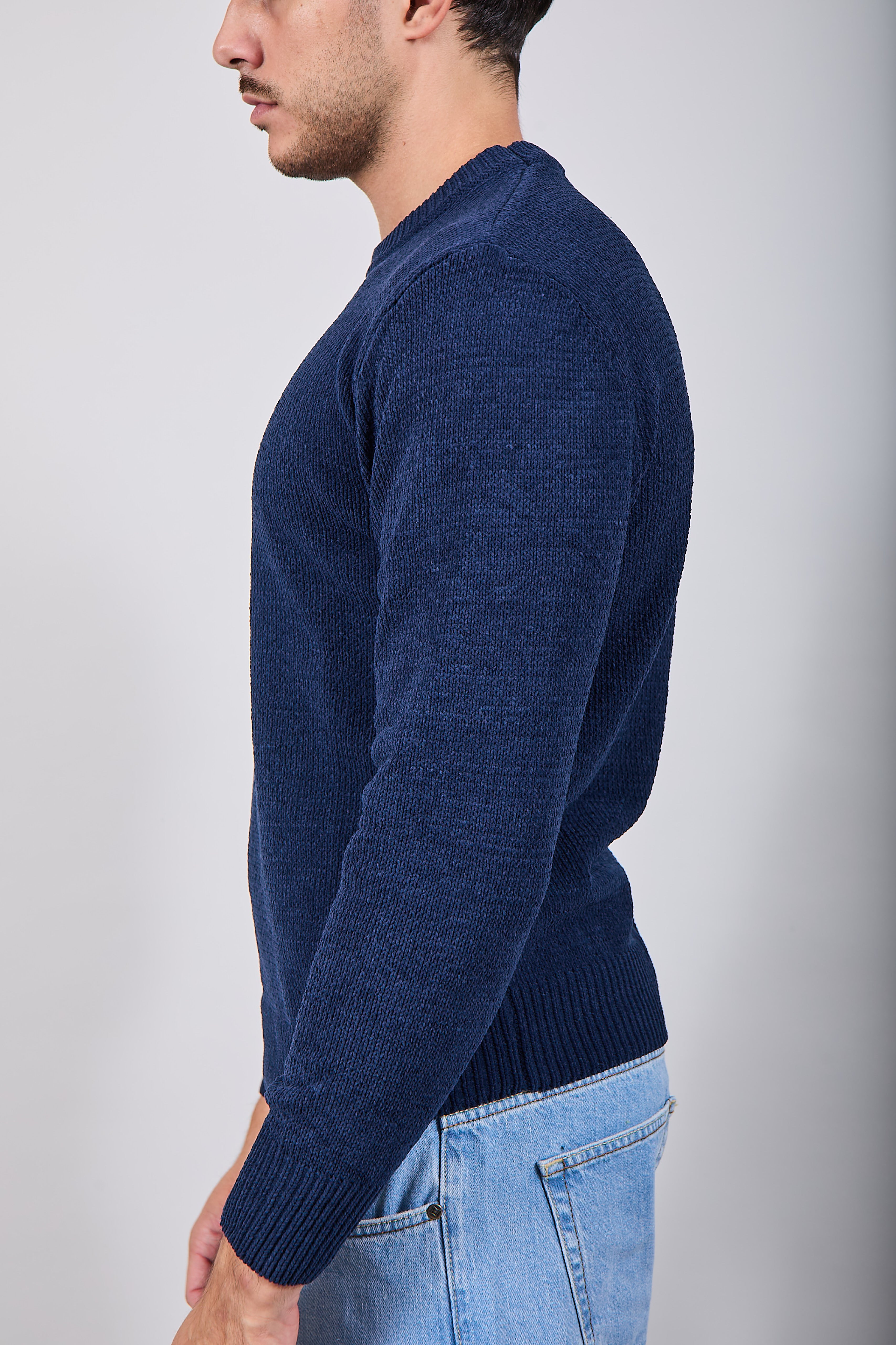 Maglione Gianni Lupo Ciniglia Navy 535 (12227808428372)