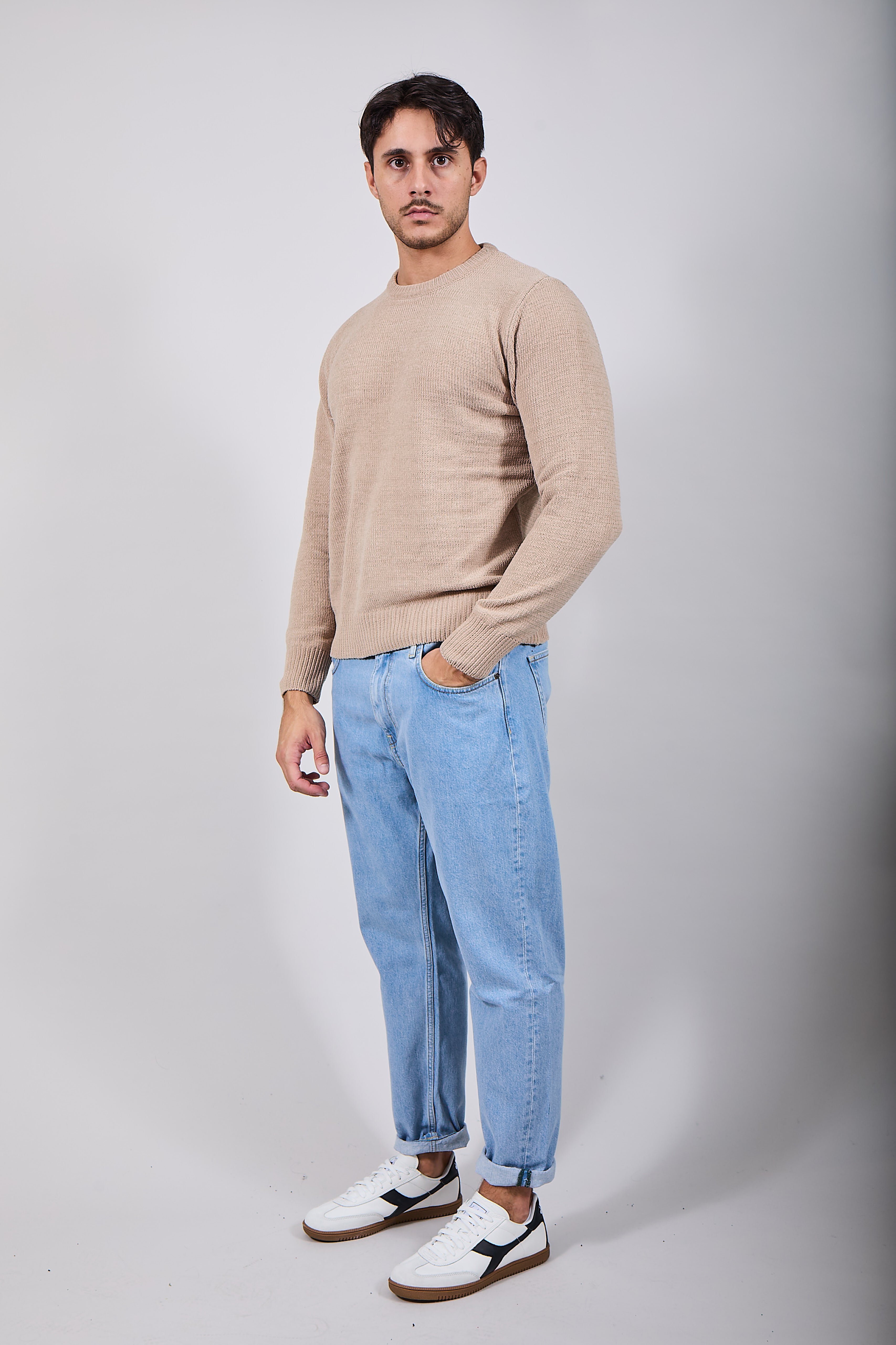 Maglione Gianni Lupo Ciniglia Beige 535 (12227812098388)