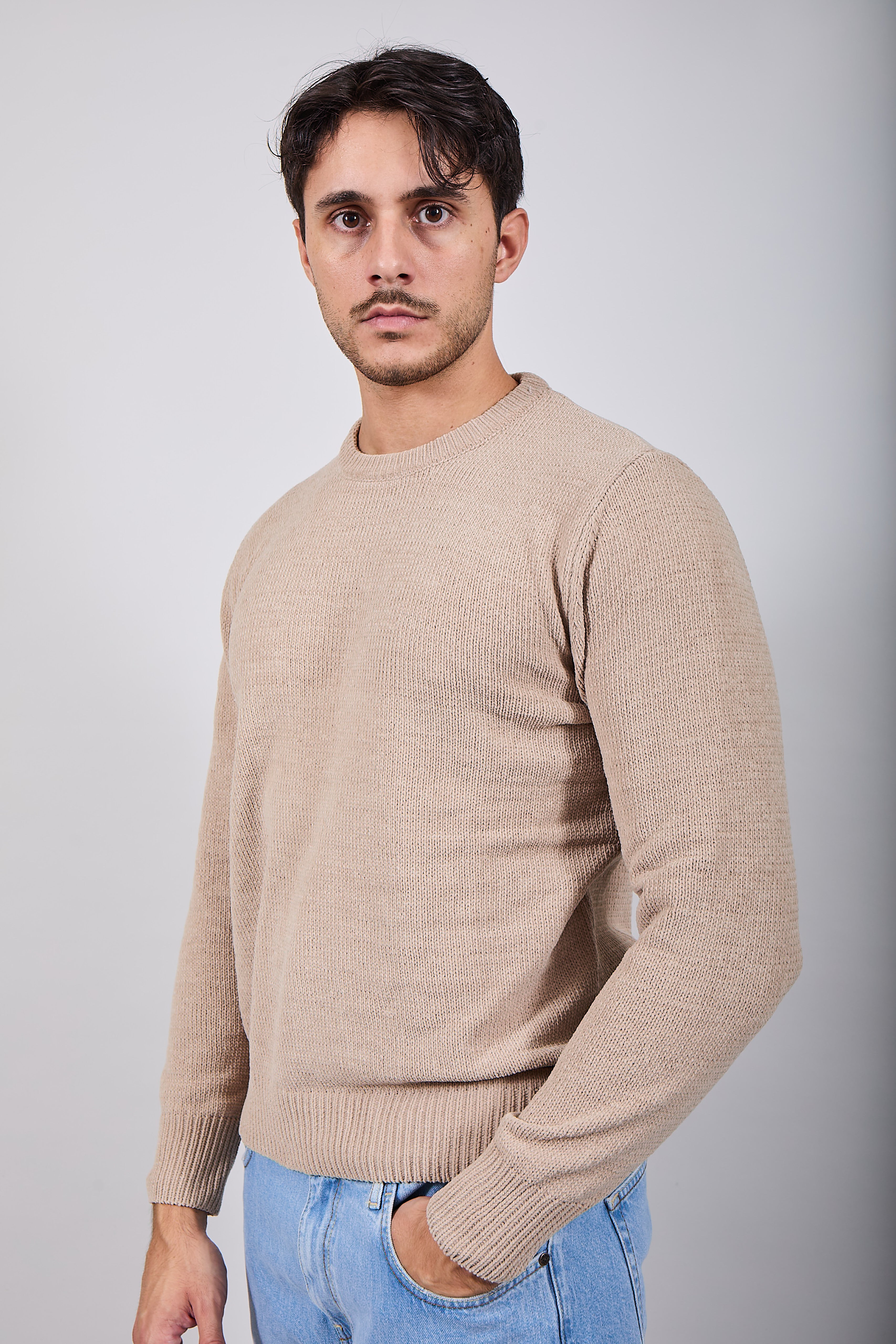 Maglione Gianni Lupo Ciniglia Beige 535 (12227812098388)
