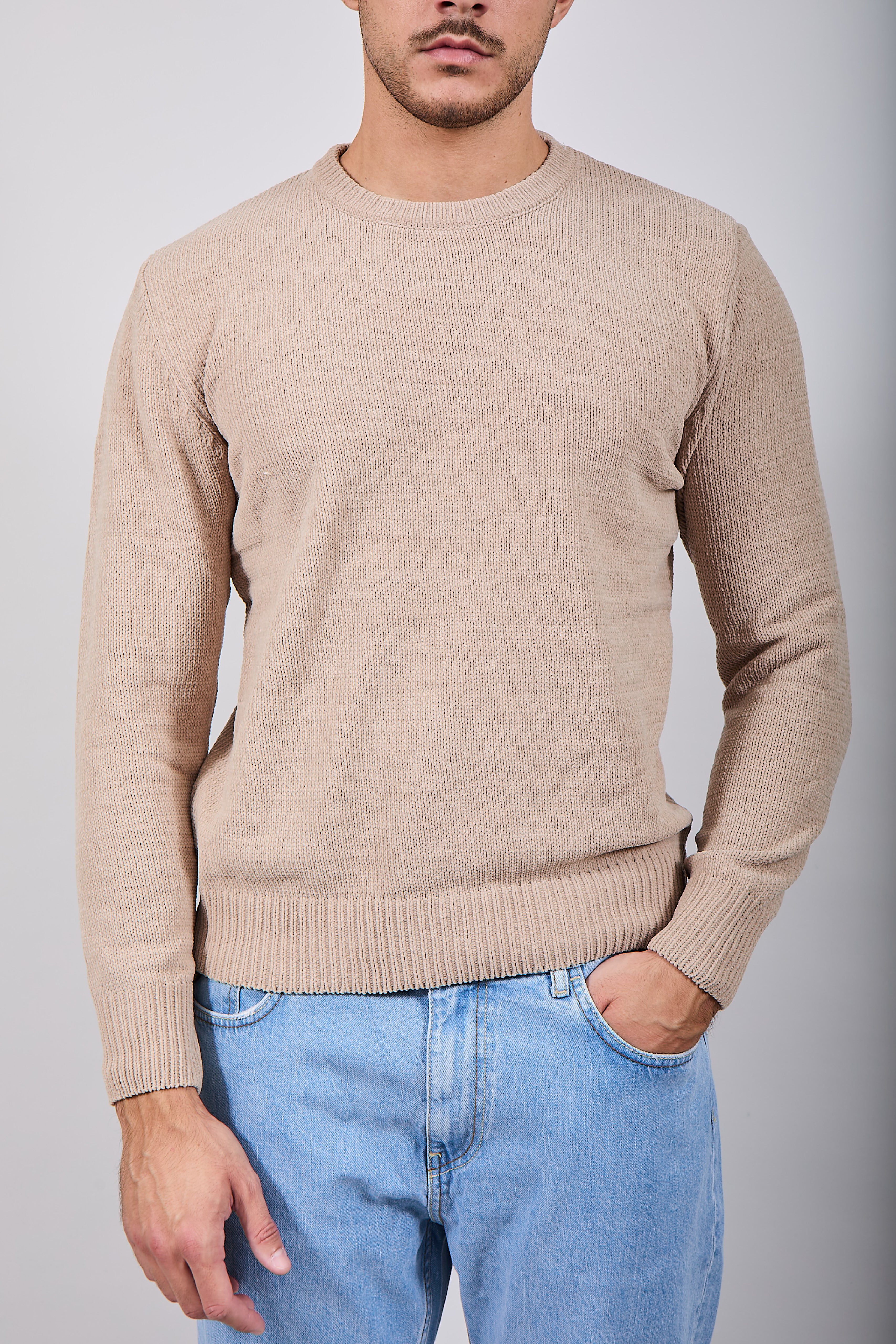 Maglione Gianni Lupo Ciniglia Beige 535 (12227812098388)