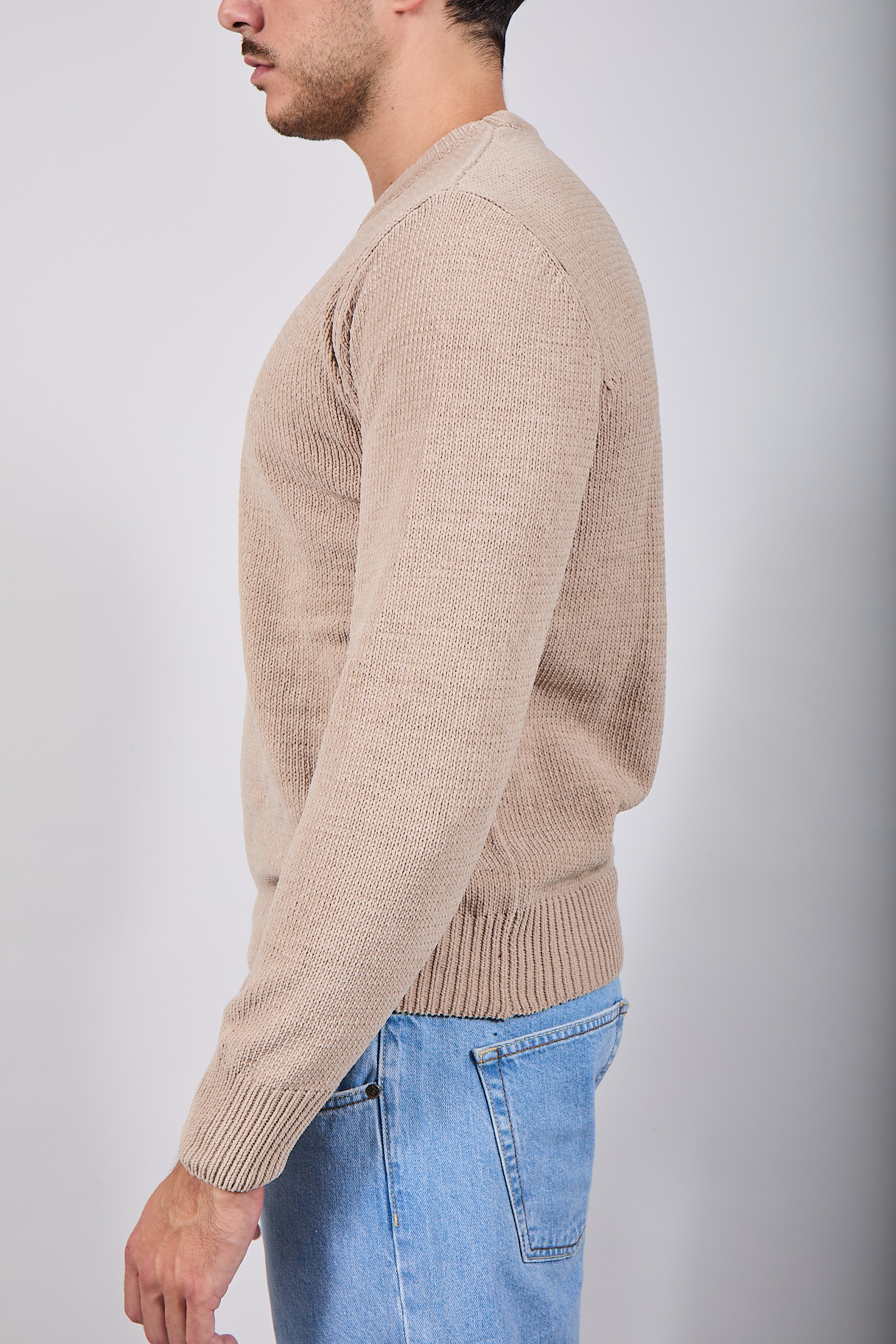 Maglione Gianni Lupo Ciniglia Beige 535 (12227812098388)