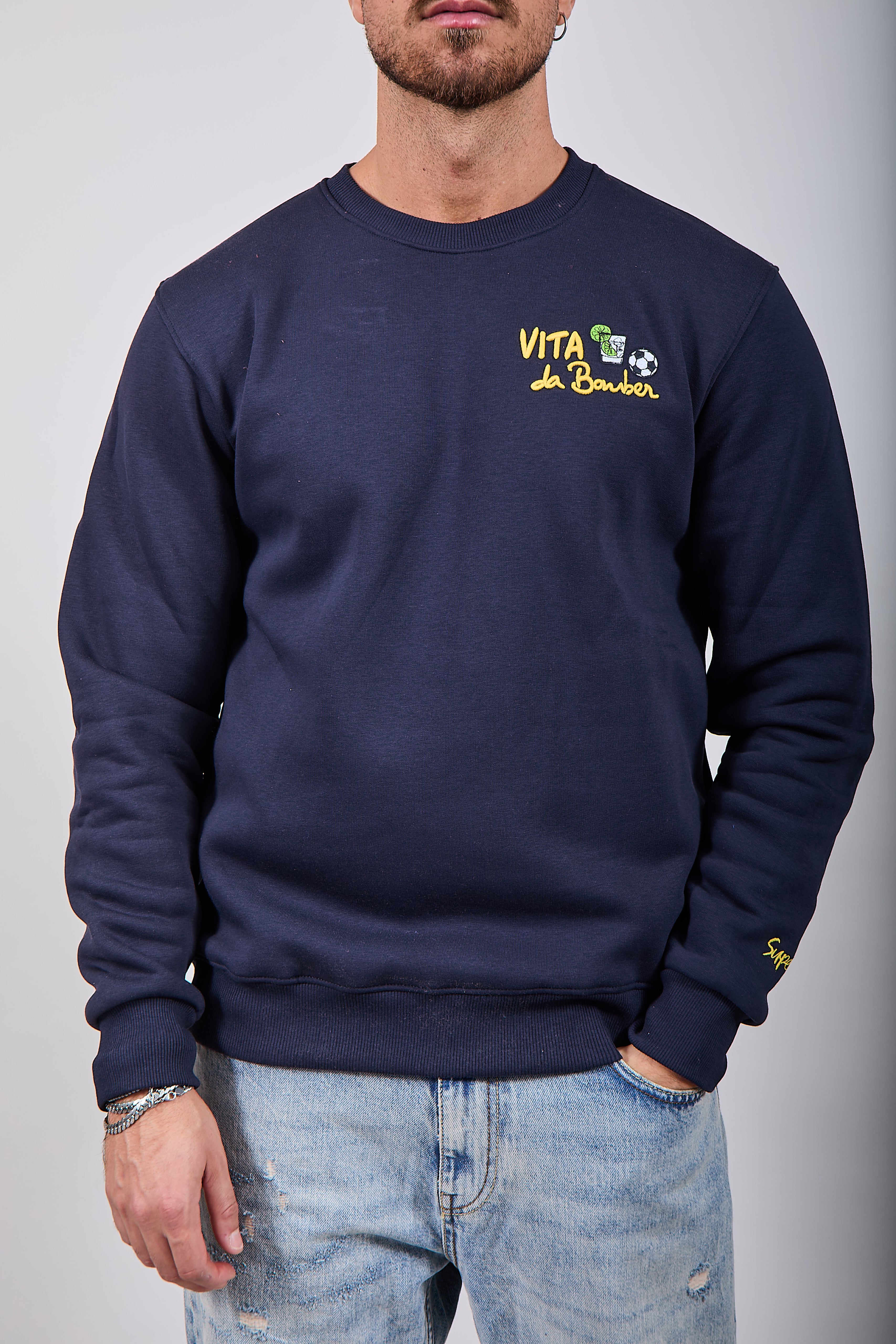 Felpa Superculture Girocollo Blu A1391 (12218721534292)
