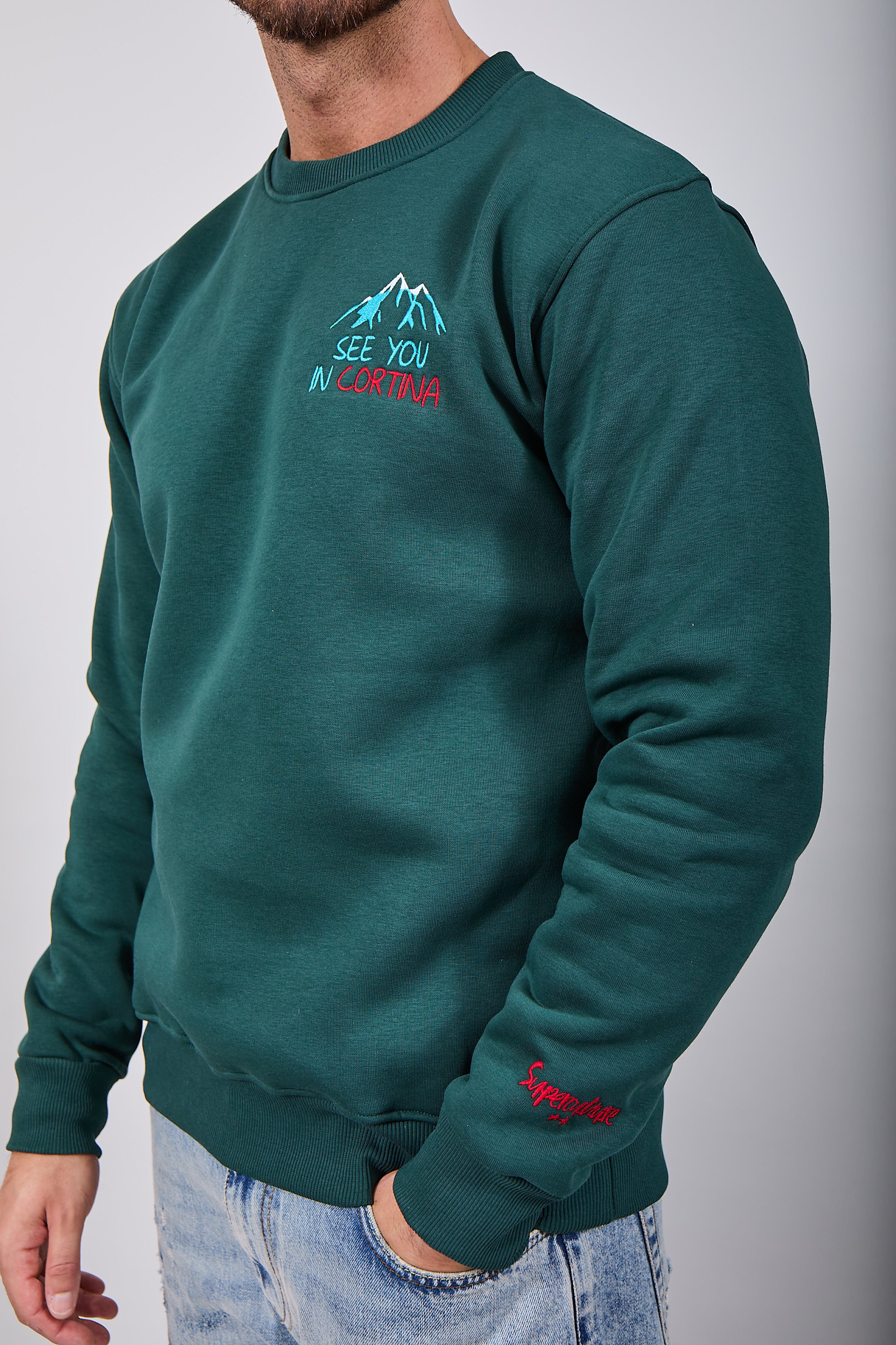 Felpa Superculture Girocollo Verde Bosco A1327 (12218718519636)