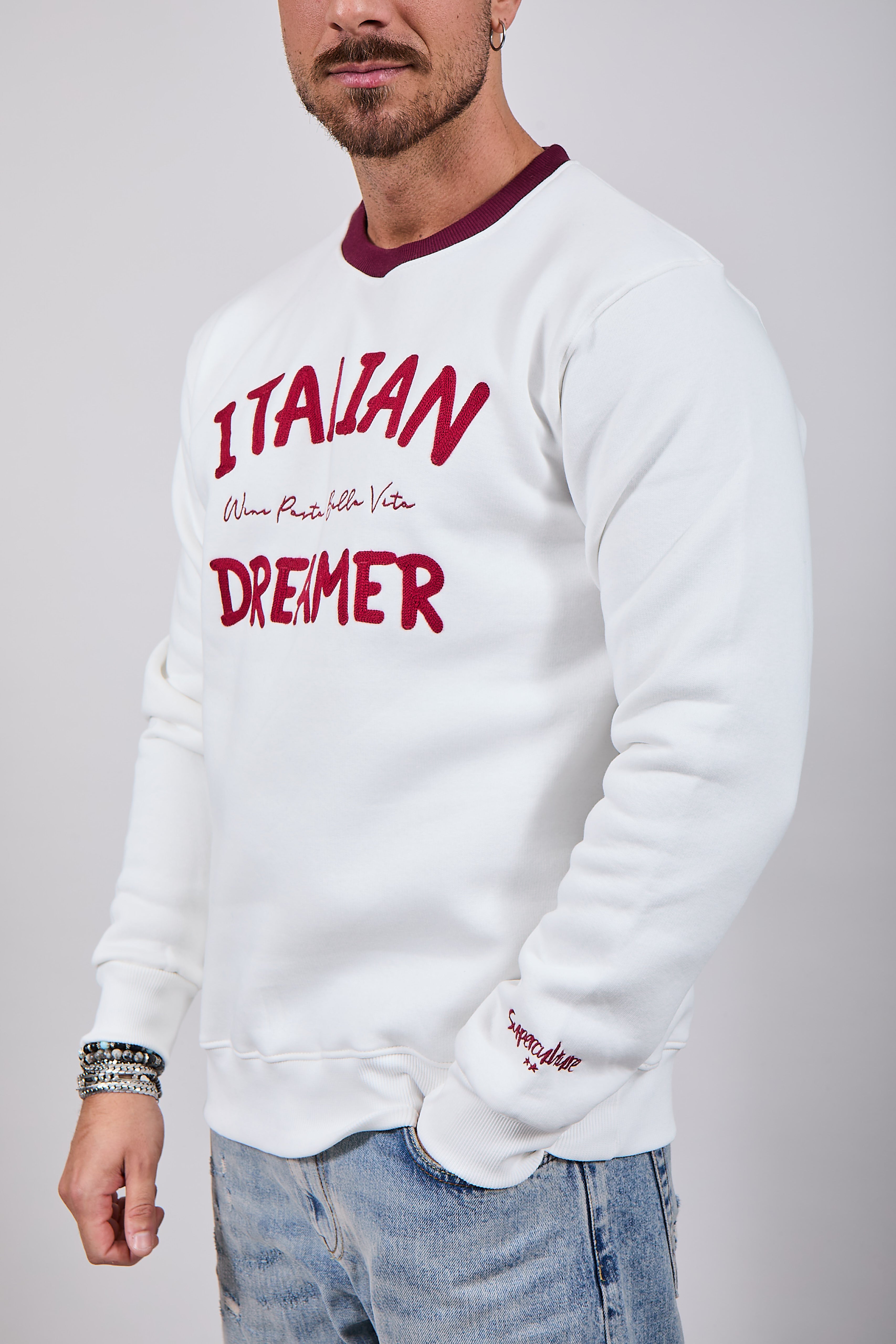 Felpa Superculture Girocollo Bianca A1361 (12218716520788)