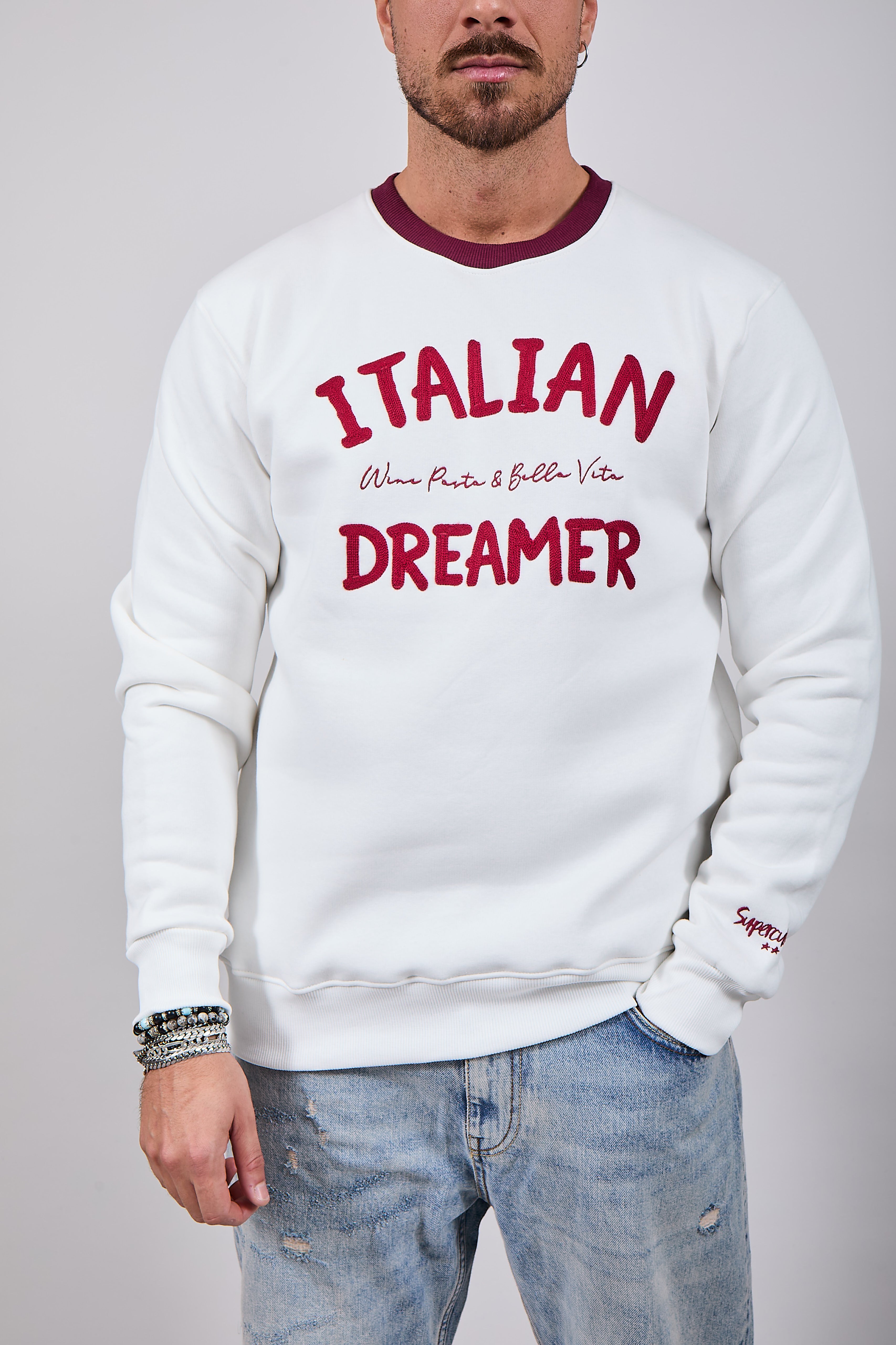 Felpa Superculture Girocollo Bianca A1361 (12218716520788)