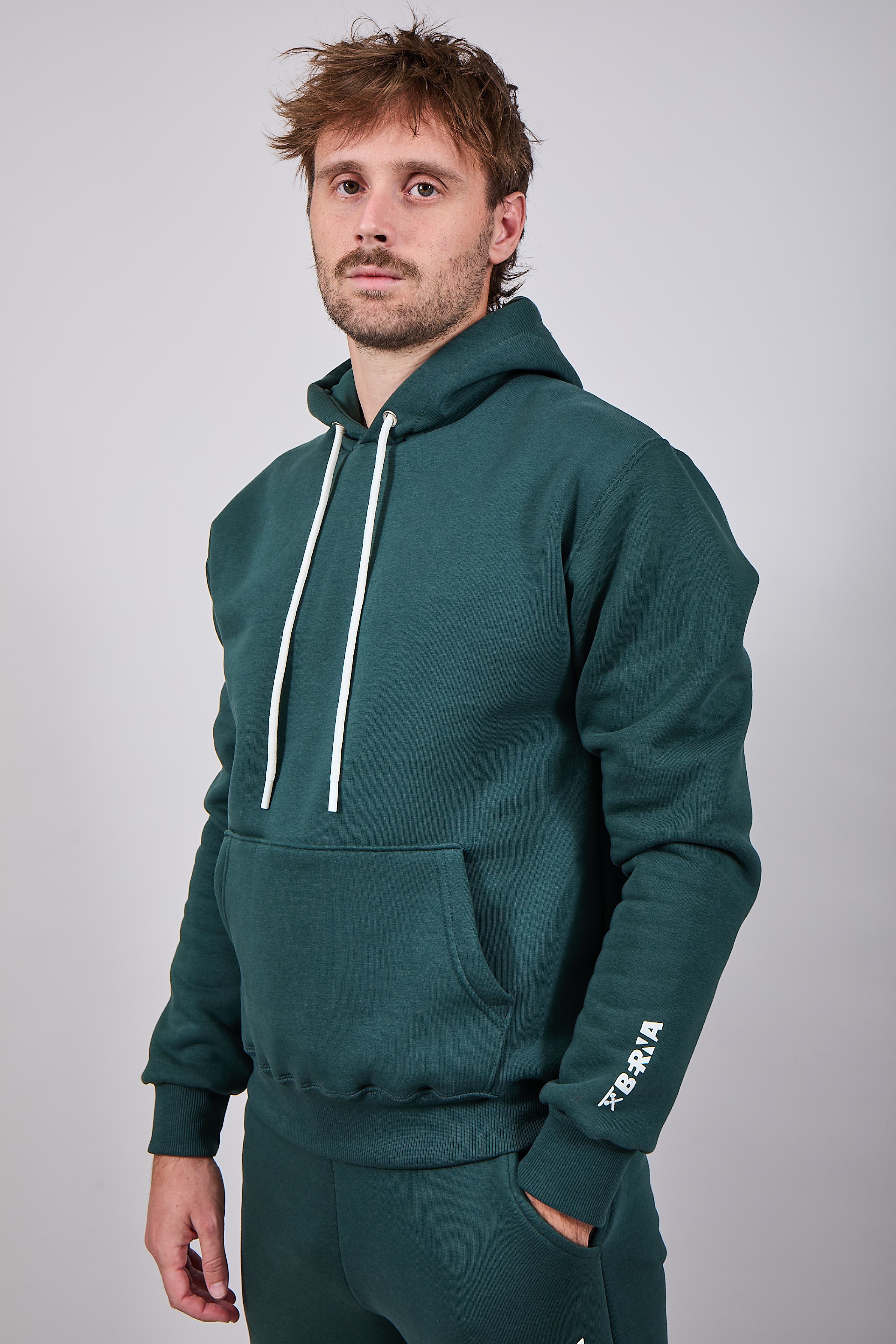 Felpa Berna Cappuccio Verde Bosco 252 (12235730485588)