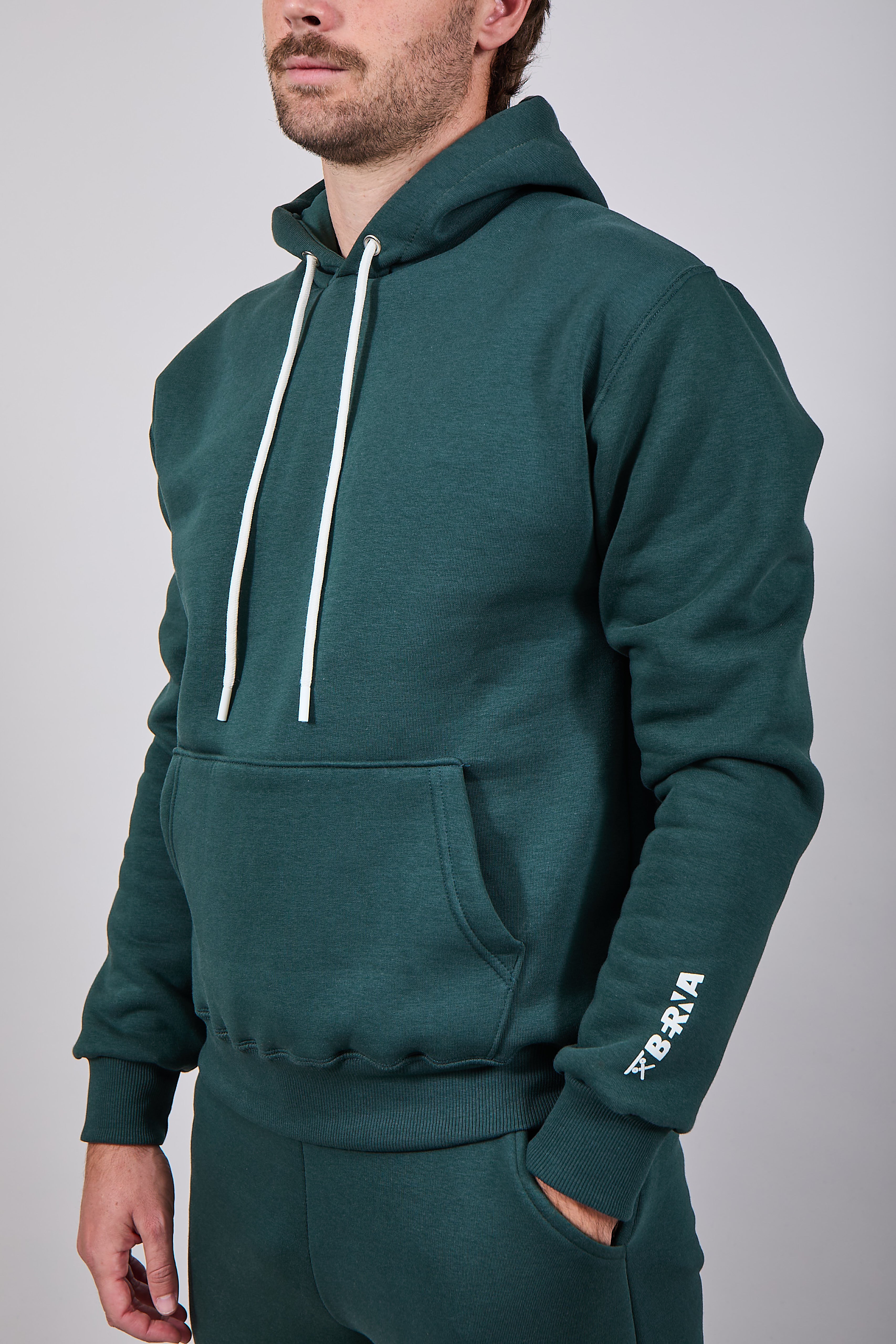 Felpa Berna Cappuccio Verde Bosco 252 (12235730485588)