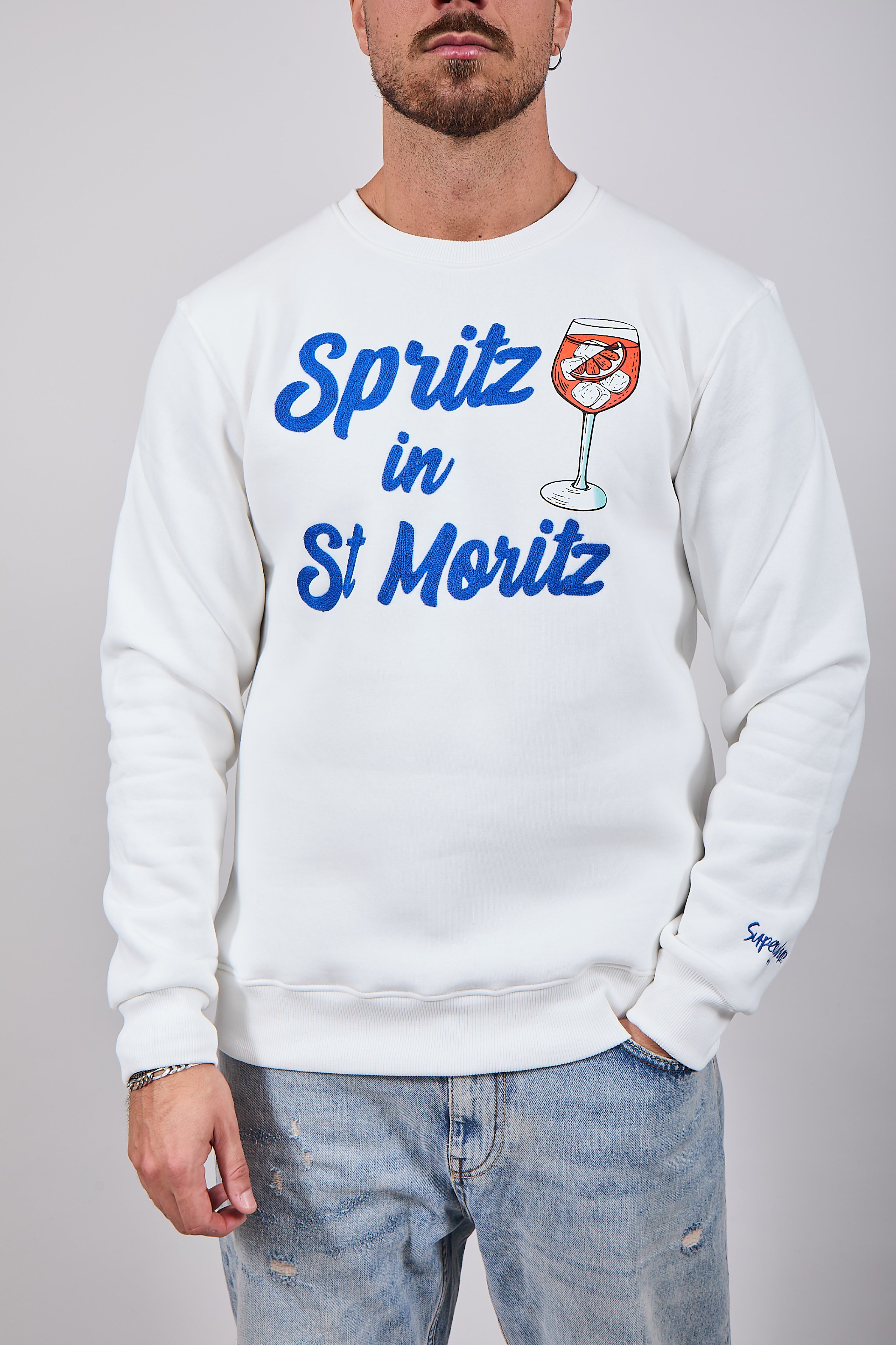 Felpa Superculture Girocollo Bianca A1369 (12218673103188)