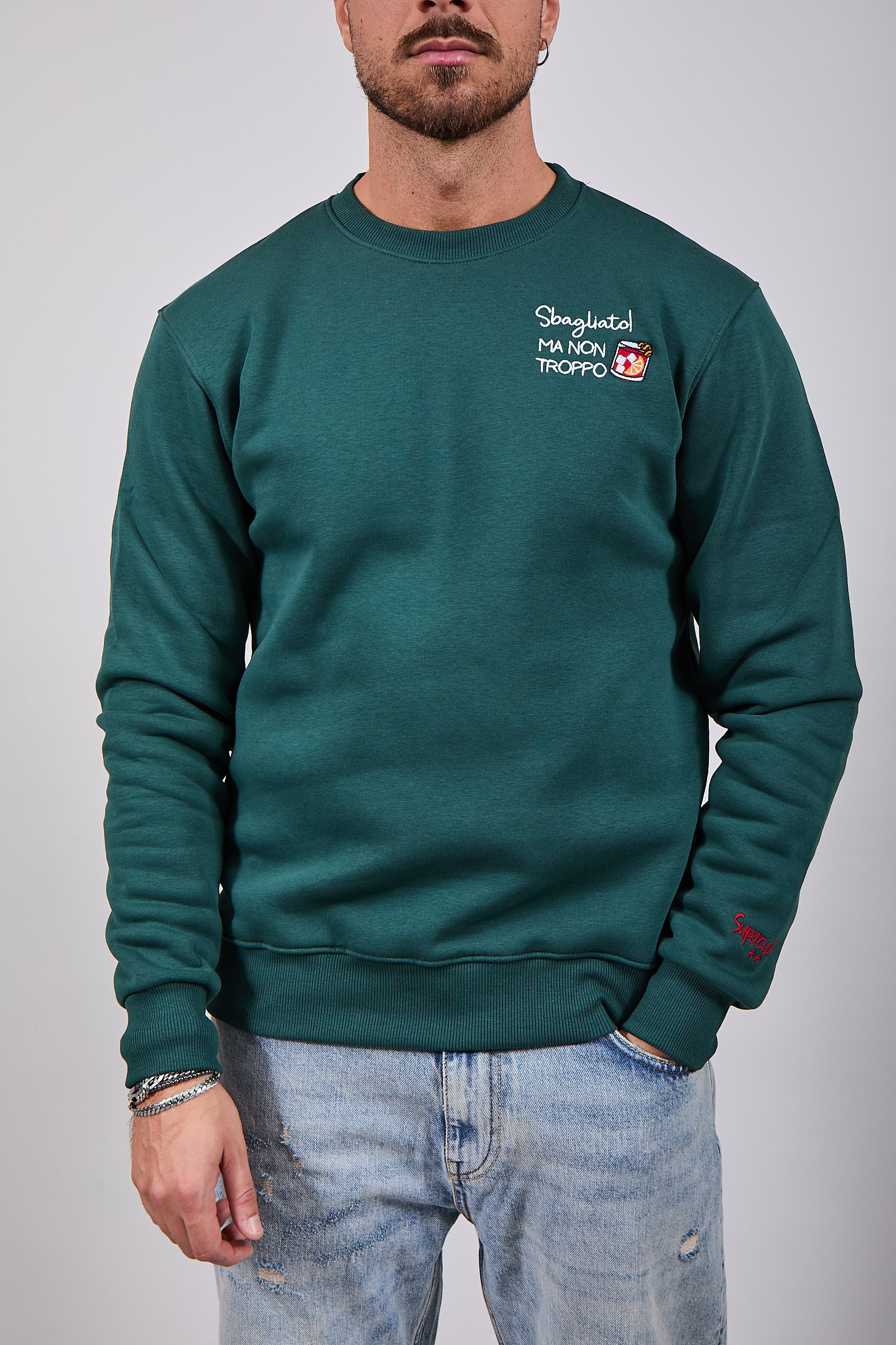Felpa Superculture Girocollo Verde Bosco A1395 (12218653966676)