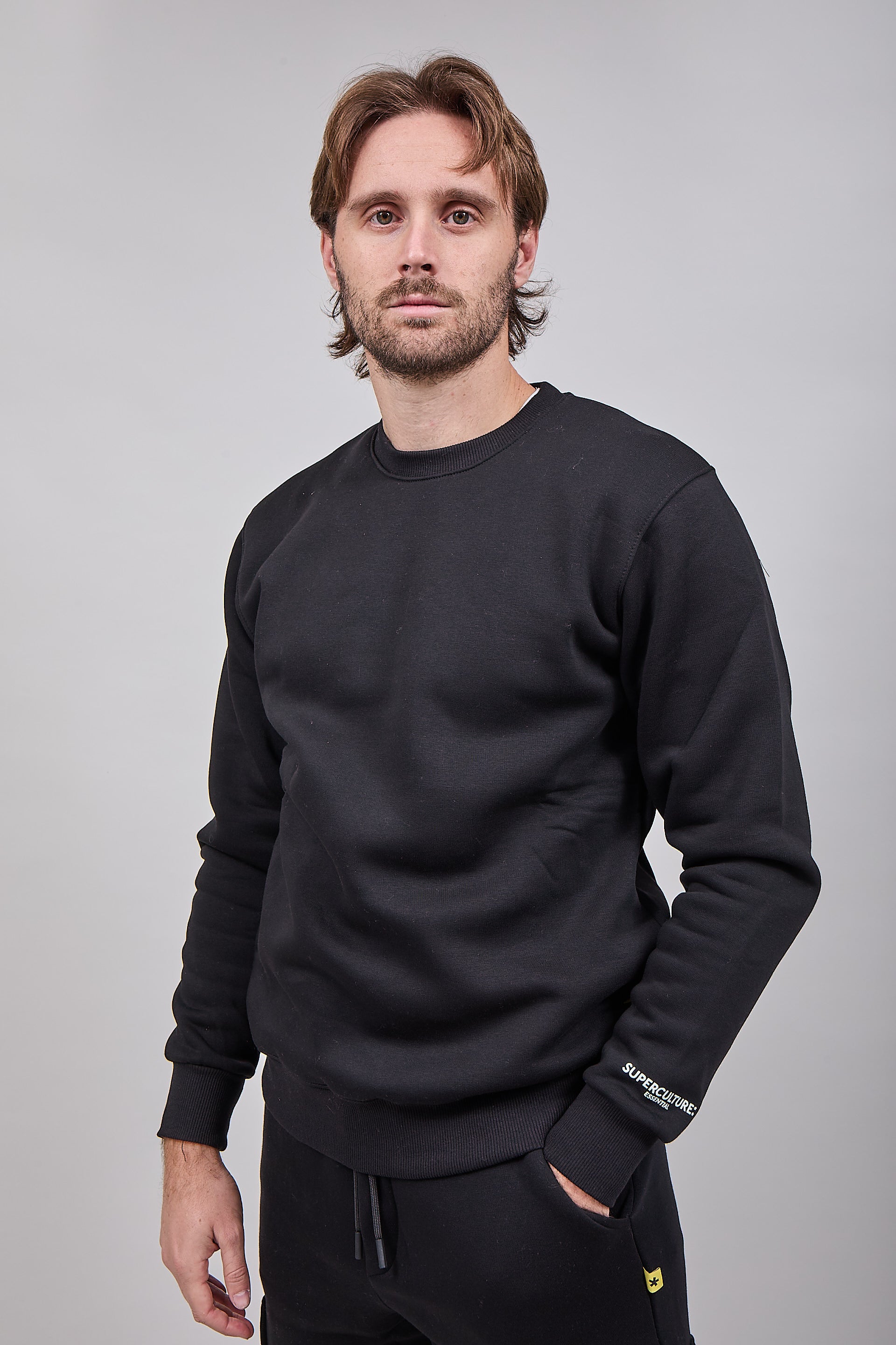 Felpa Superculture Girocollo Teddy Nera