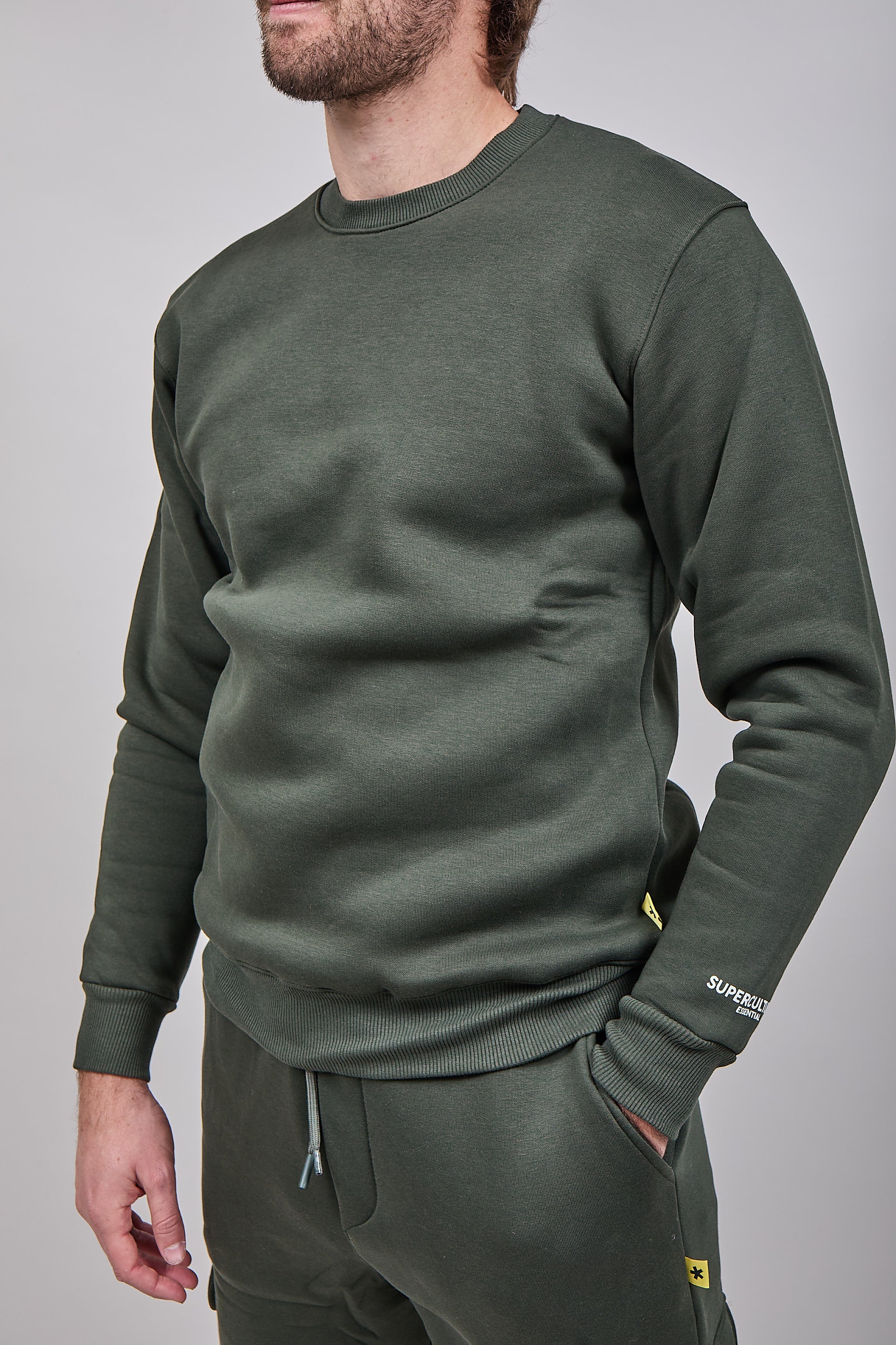 Felpa Superculture Girocollo Teddy Militare