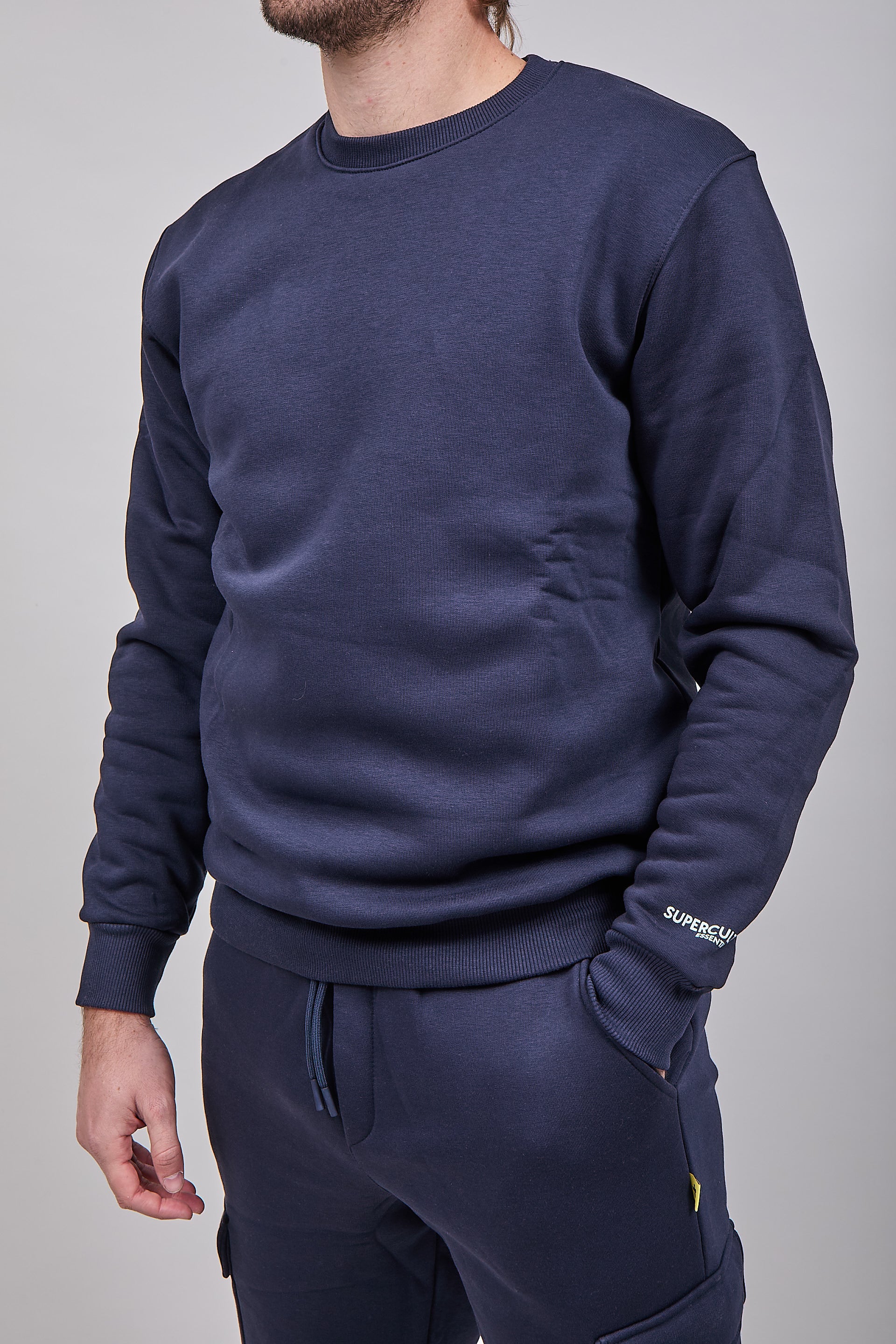 Felpa Superculture Girocollo Teddy Blu