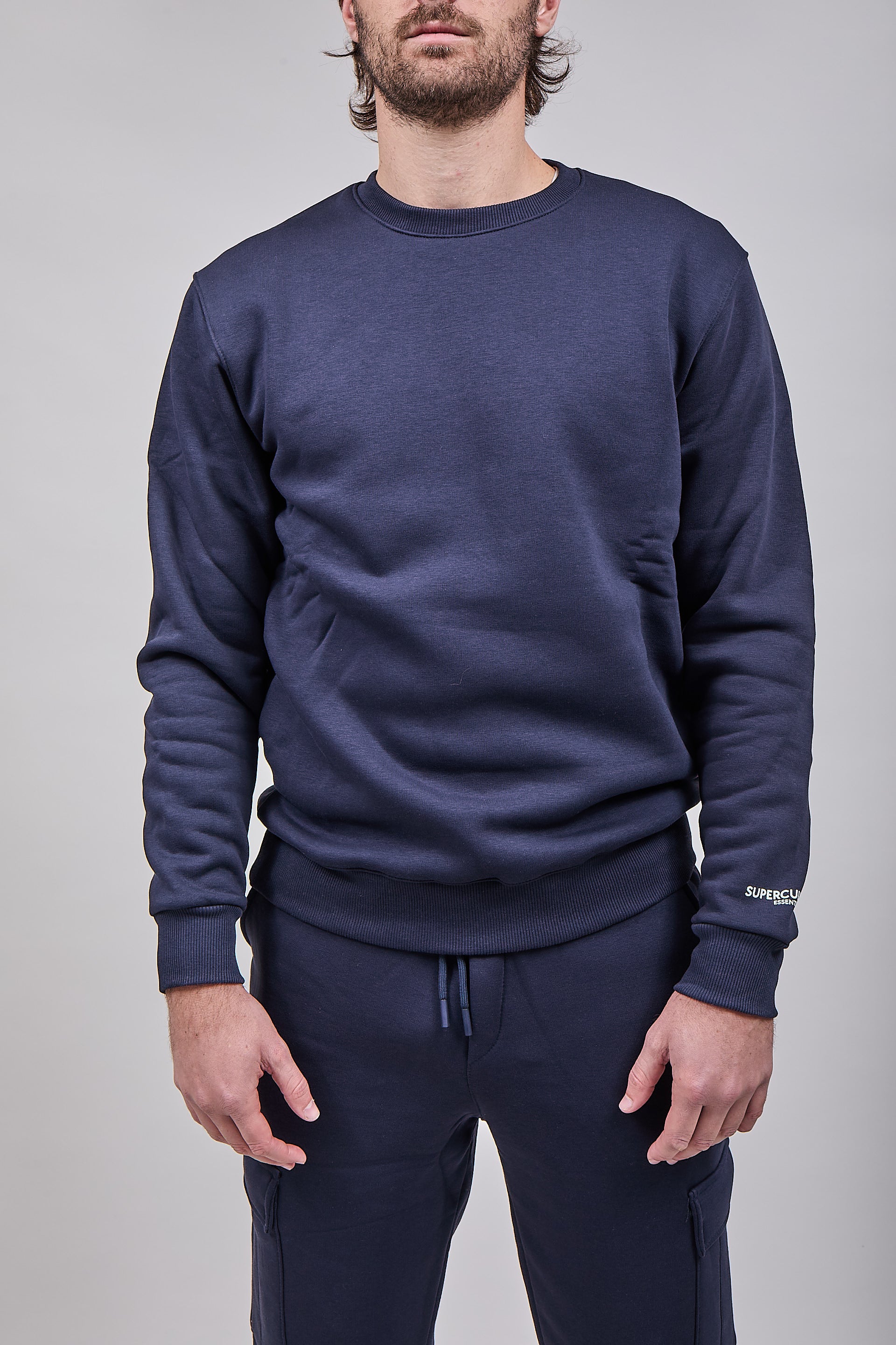 Felpa Superculture Girocollo Teddy Blu