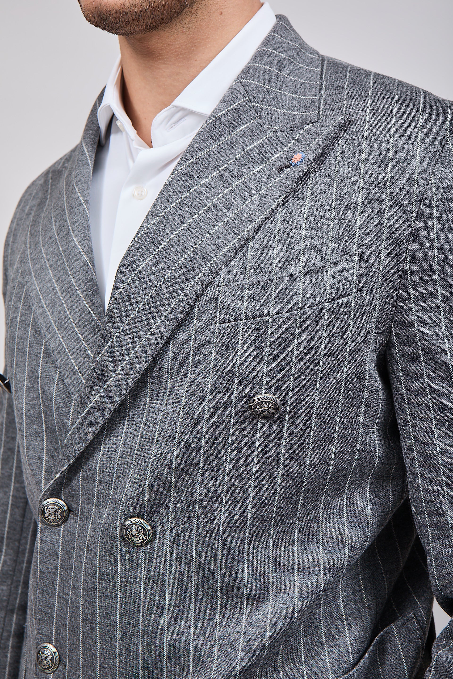 Completo Bharnaba Doppiopetto Gessato Aomori Grigio Scuro