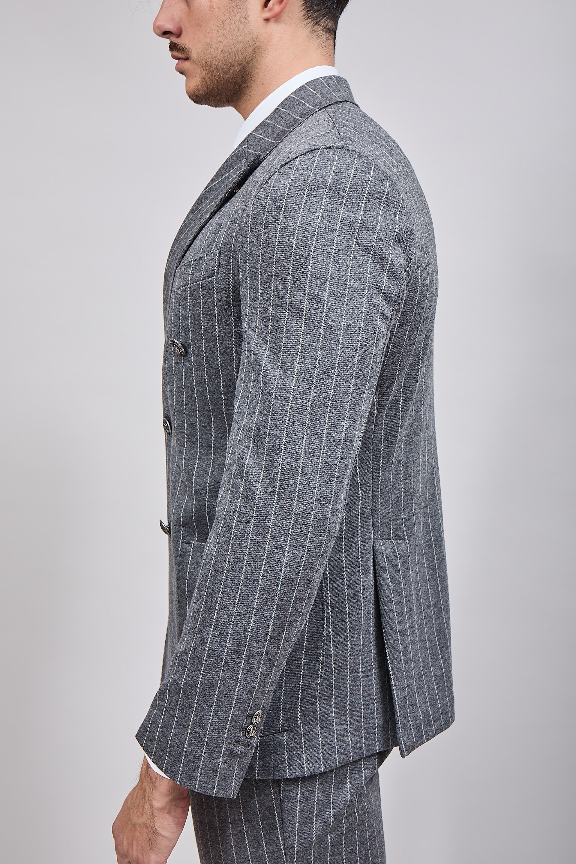 Completo Bharnaba Doppiopetto Gessato Aomori Grigio Scuro