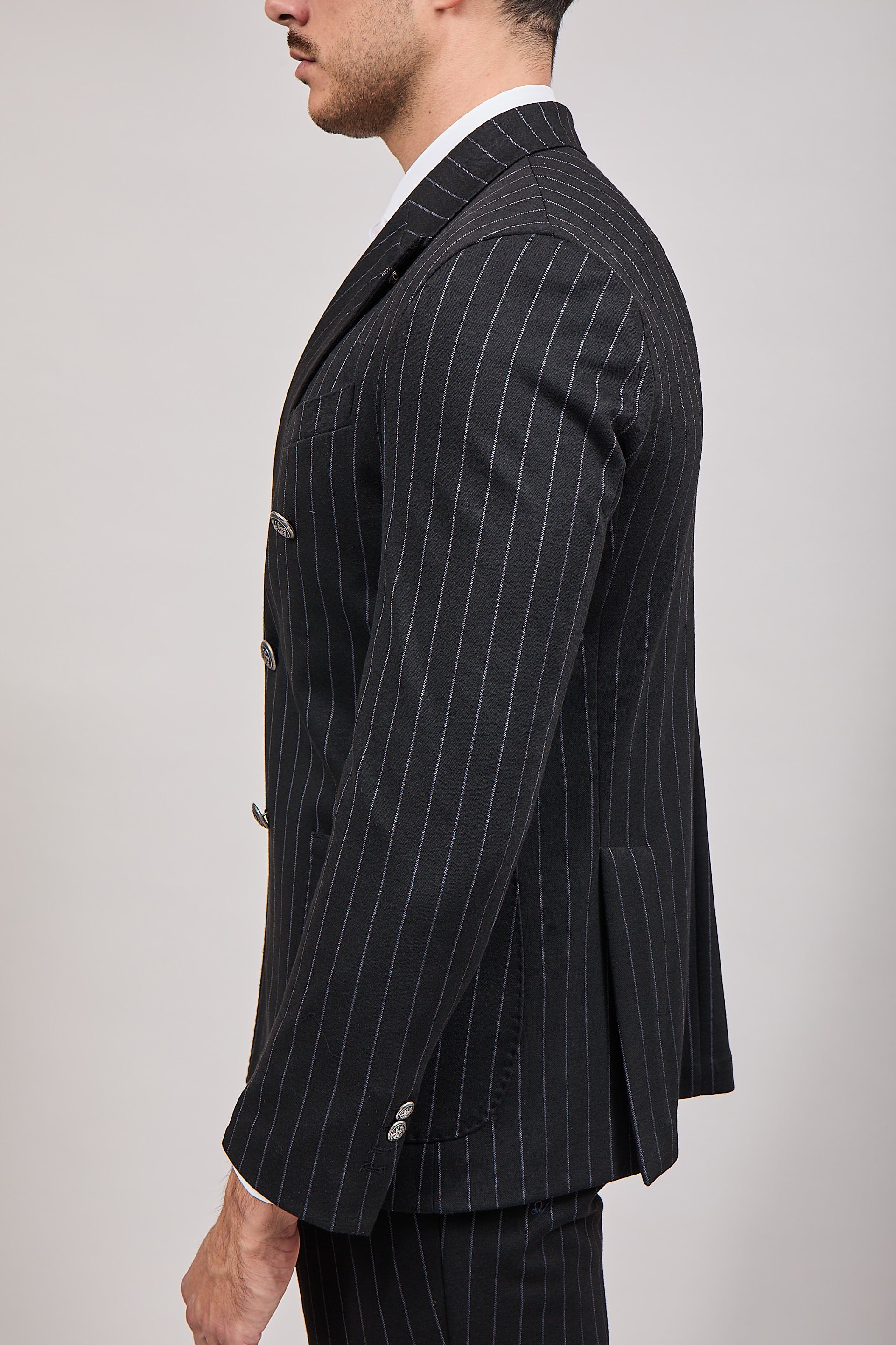 Completo Bharnaba Doppiopetto Gessato Aomori Nero