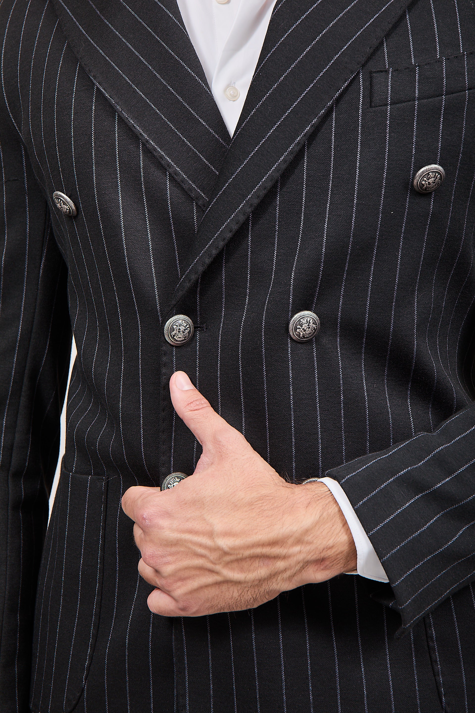 Completo Bharnaba Doppiopetto Gessato Aomori Nero