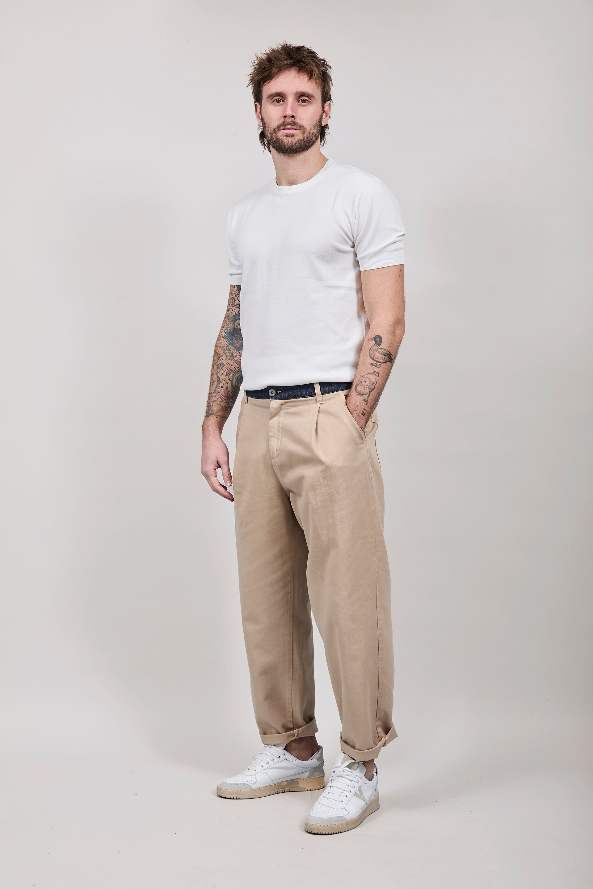 Pantalone cinta denim Berna Beige