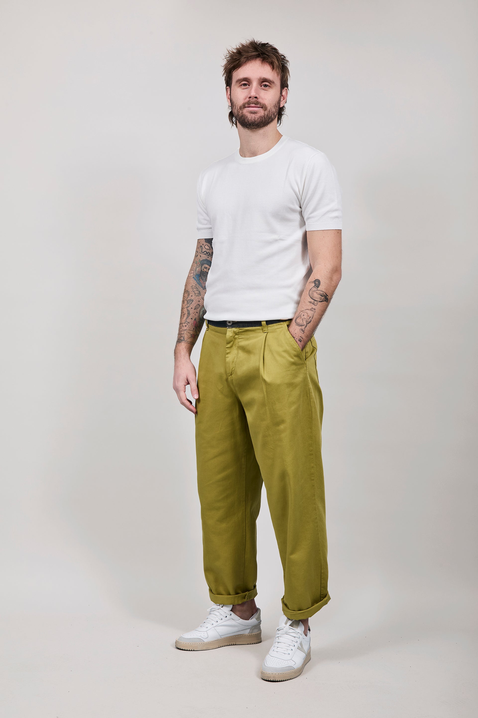 Pantalone cinta denim Berna Verde Chiaro