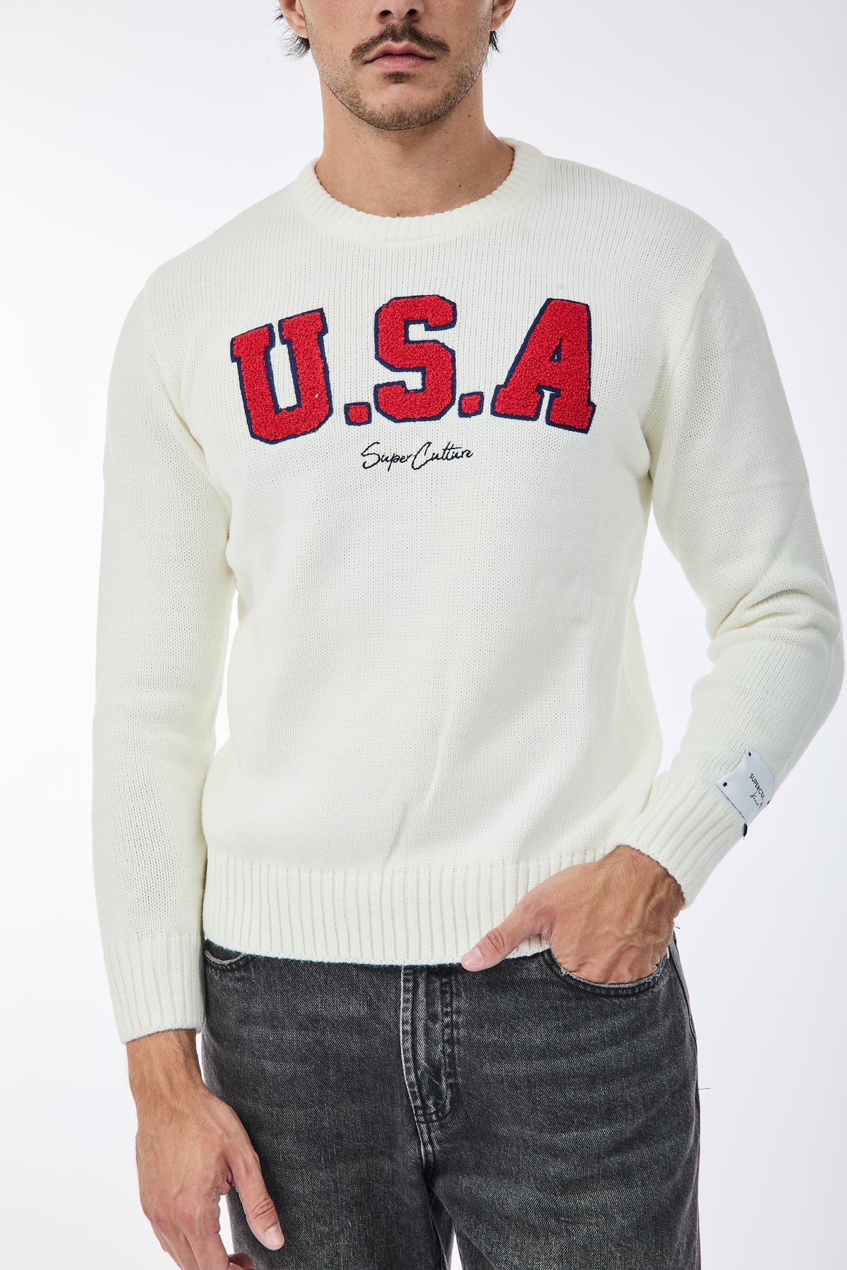 Maglione Superculture AK7009 Bianco