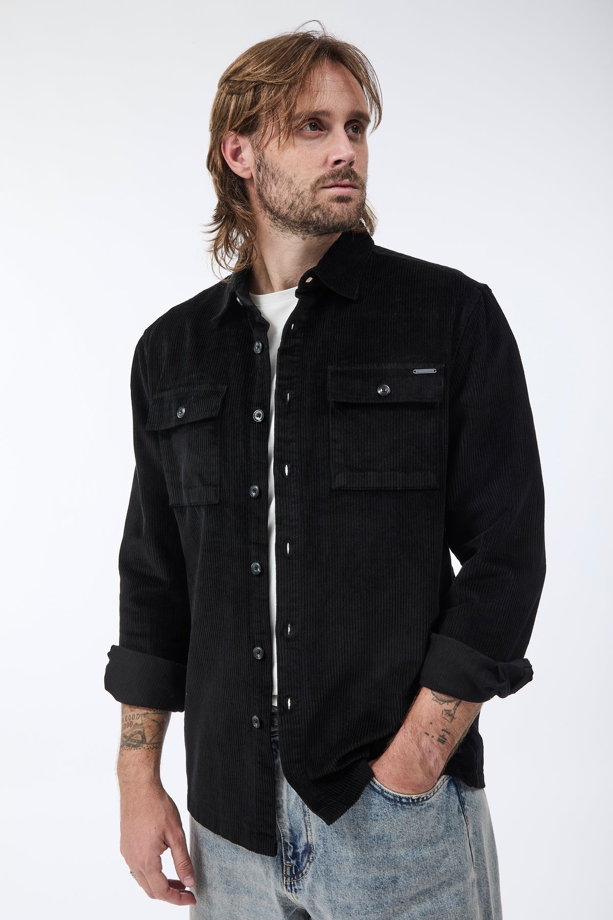 Camicia Gianni Lupo Velluto Nera 7844