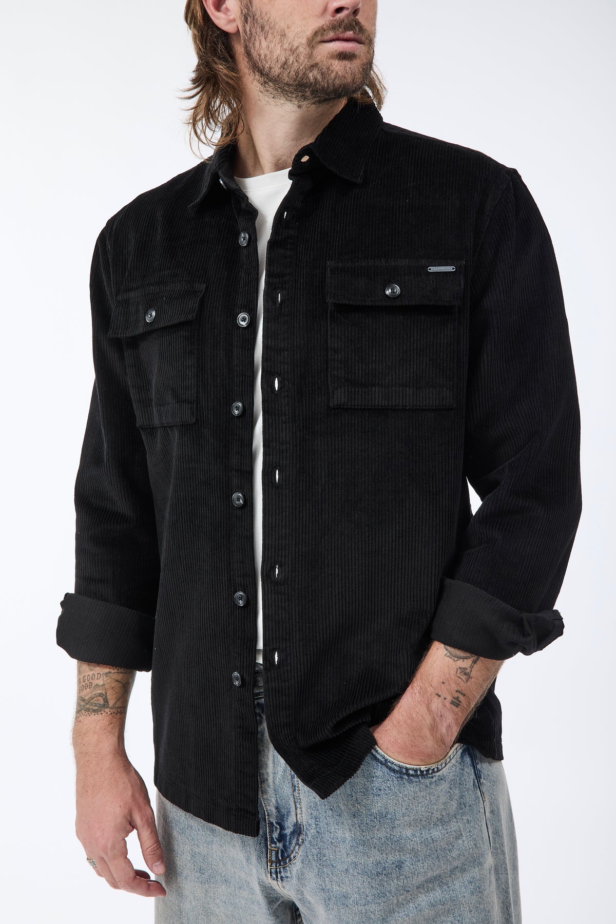 Camicia Gianni Lupo Velluto Nera 7844