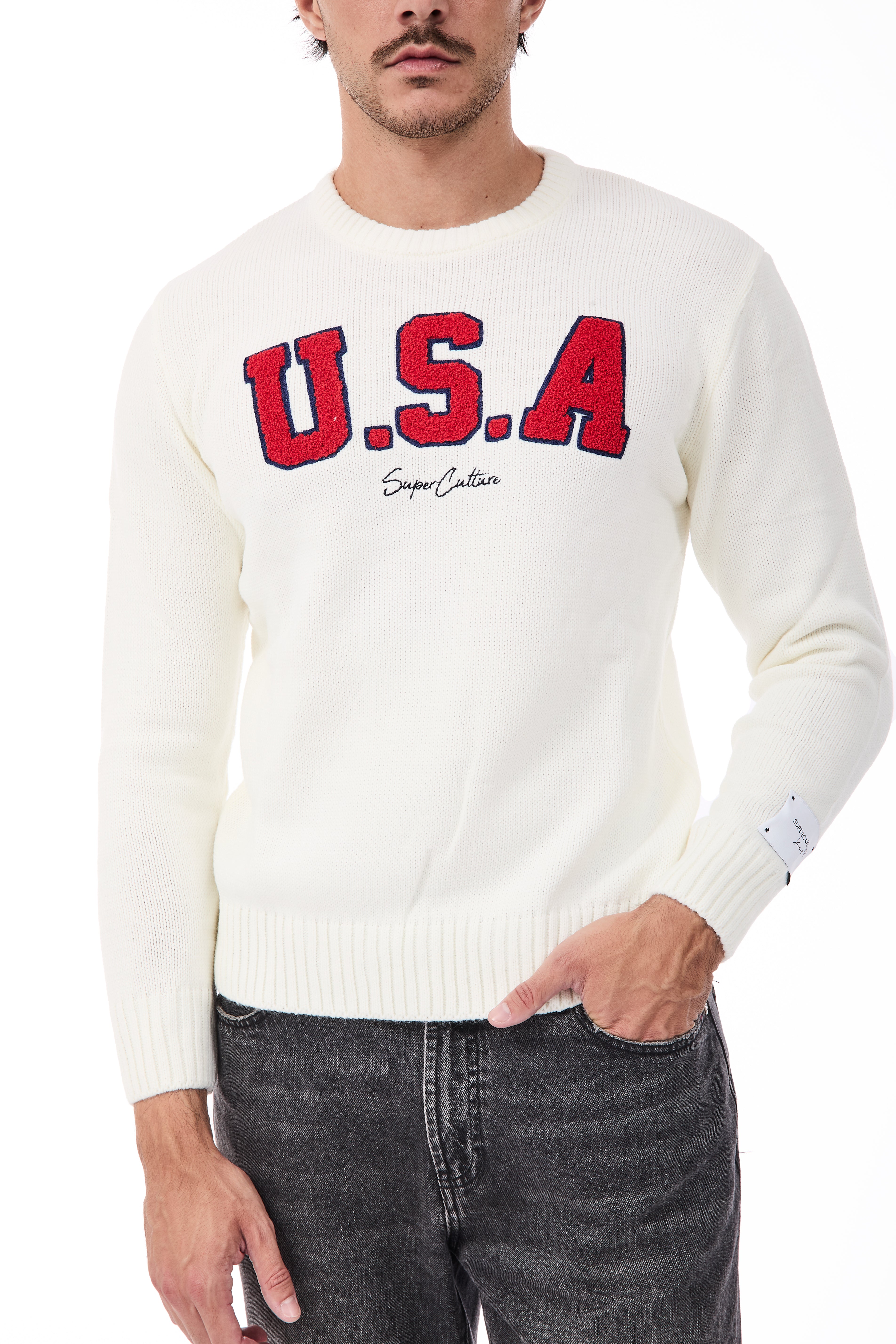 Maglione Superculture AK7009 Bianco