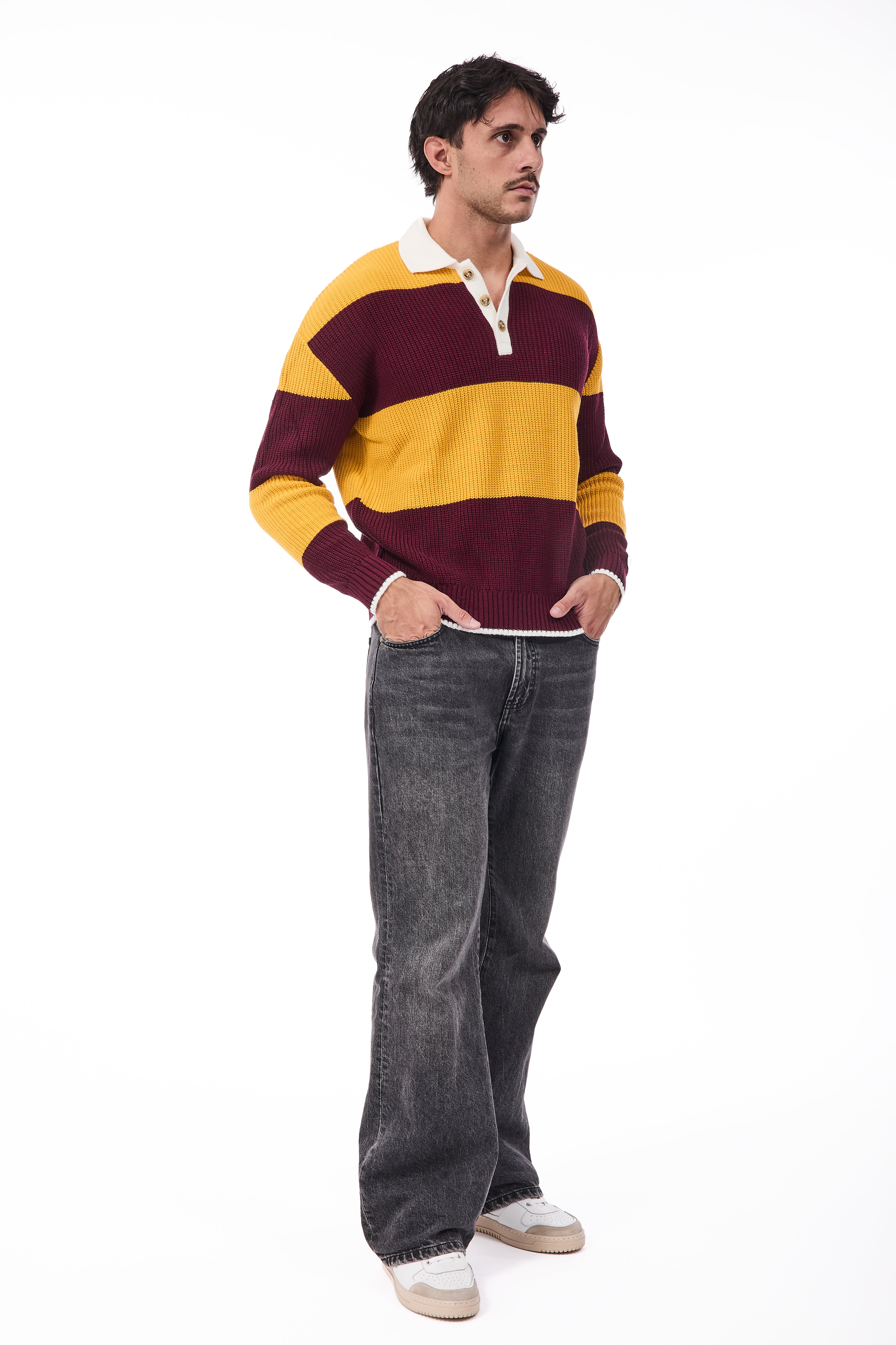 Maglione Superculture Polo AK7045 Giallo-Bordeaux