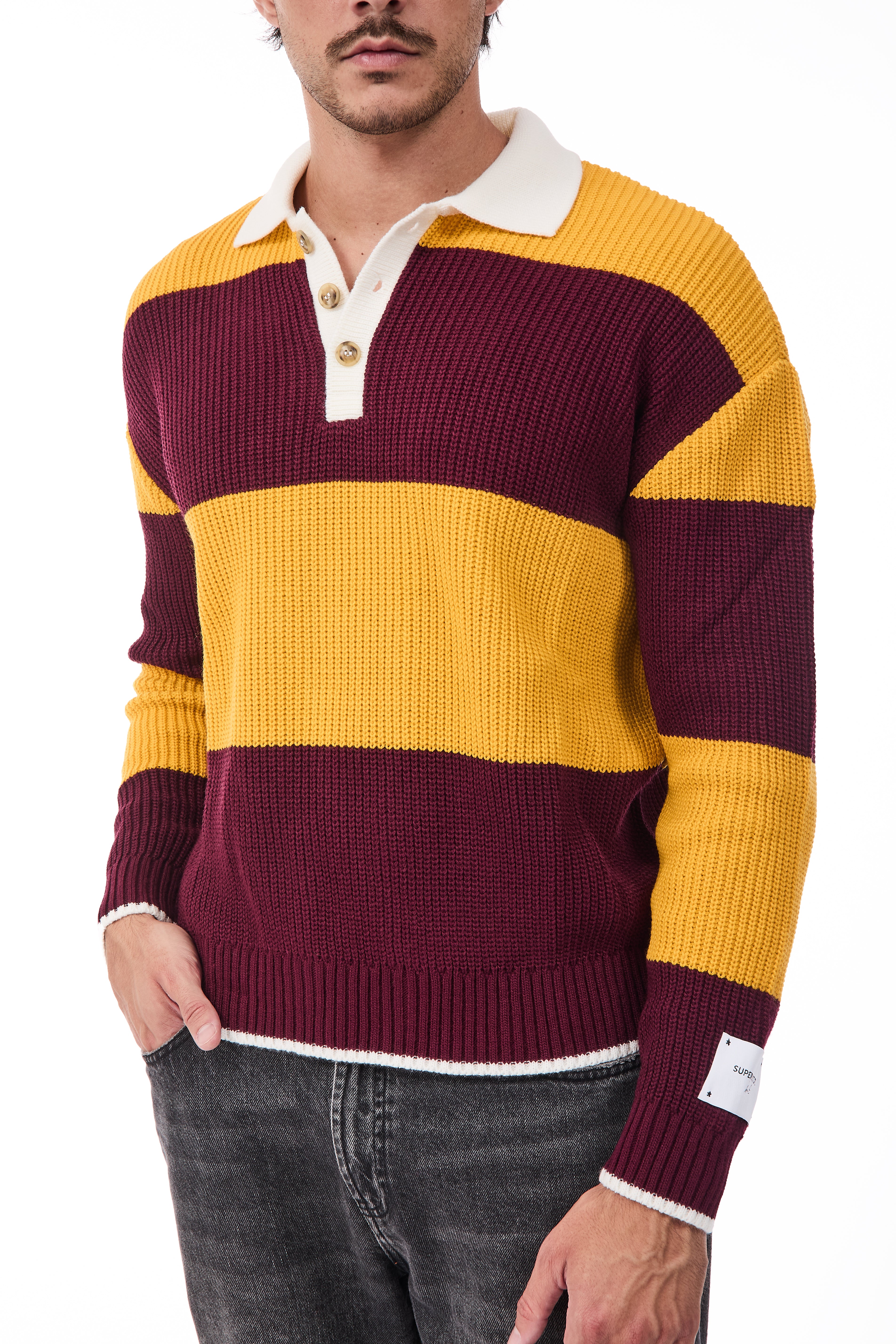 Maglione Superculture Polo AK7045 Giallo-Bordeaux