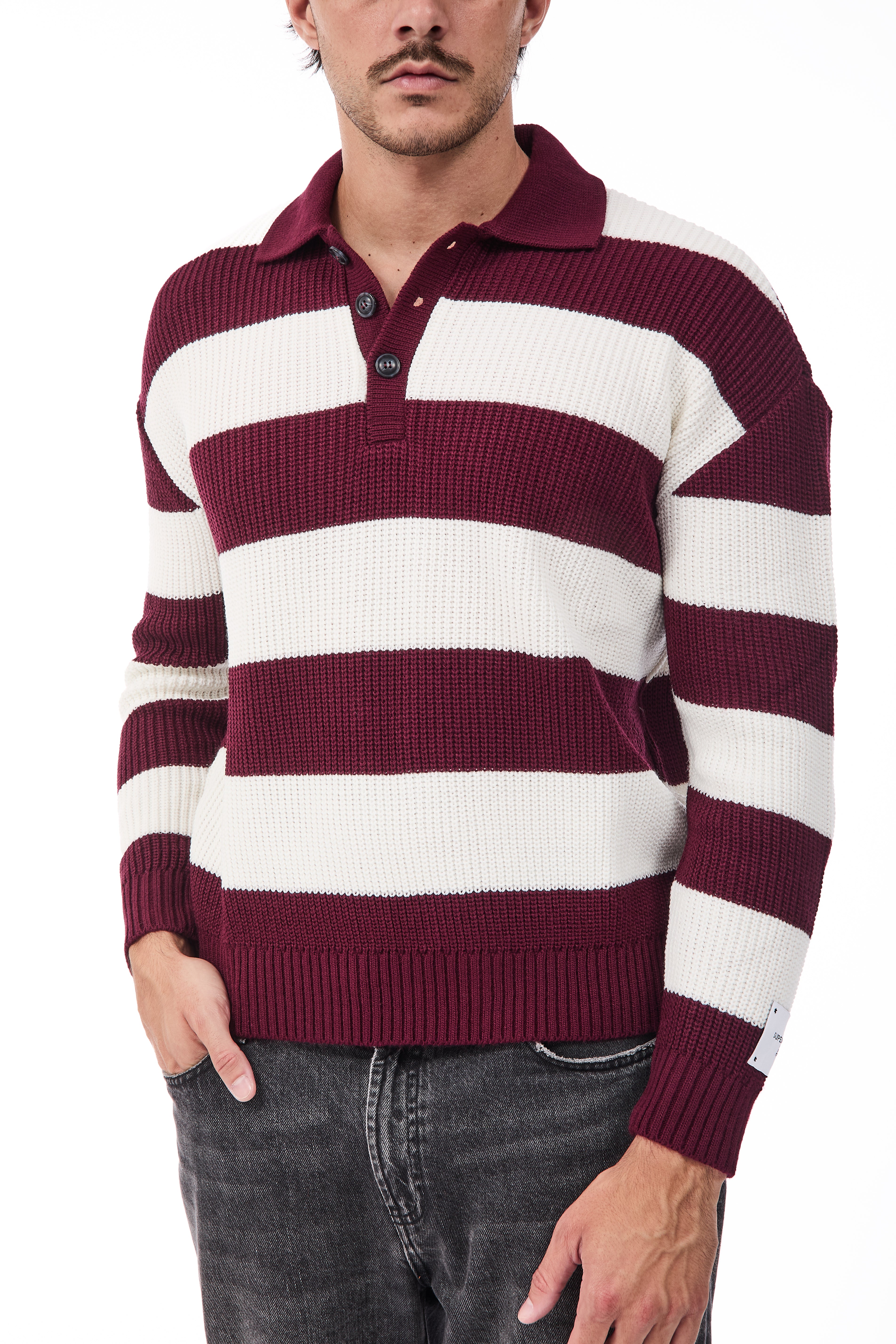 Maglione Superculture Polo AK7049 Bianco-Bordeaux
