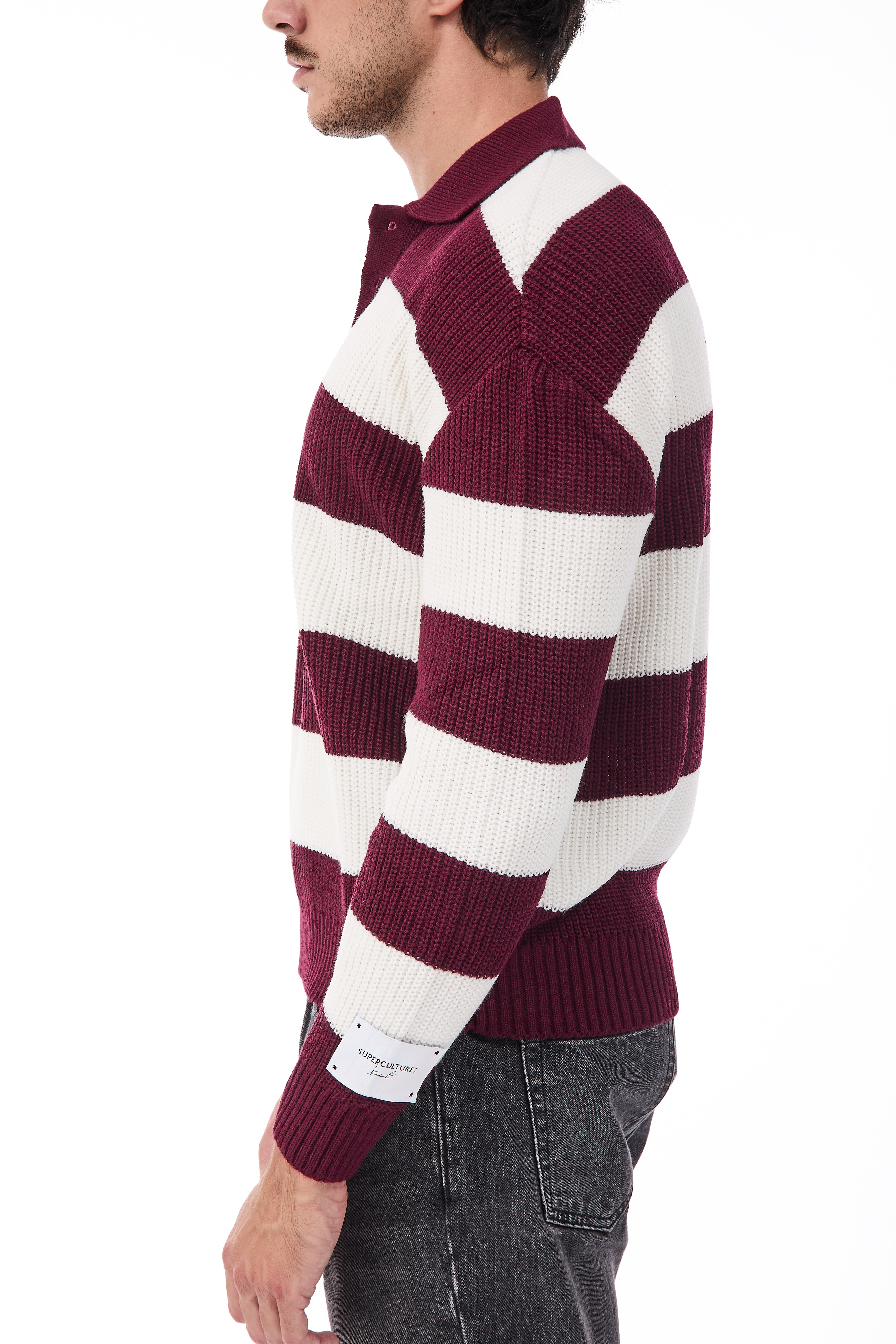 Maglione Superculture Polo AK7049 Bianco-Bordeaux